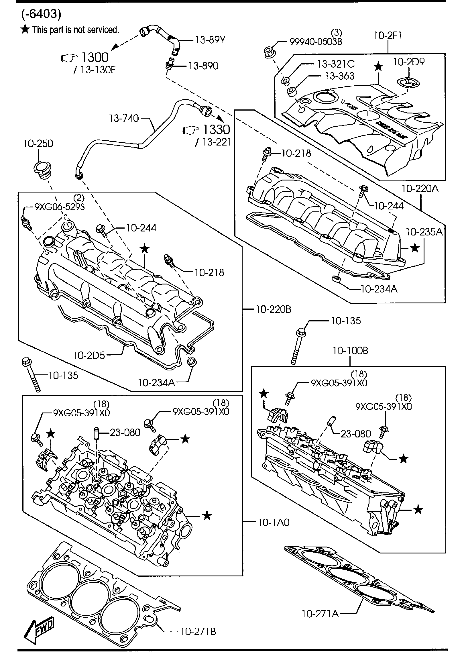 Diagram CYLINDER HEAD & COVER (3000CC) for your 2013 Mazda CX-5  Touring 