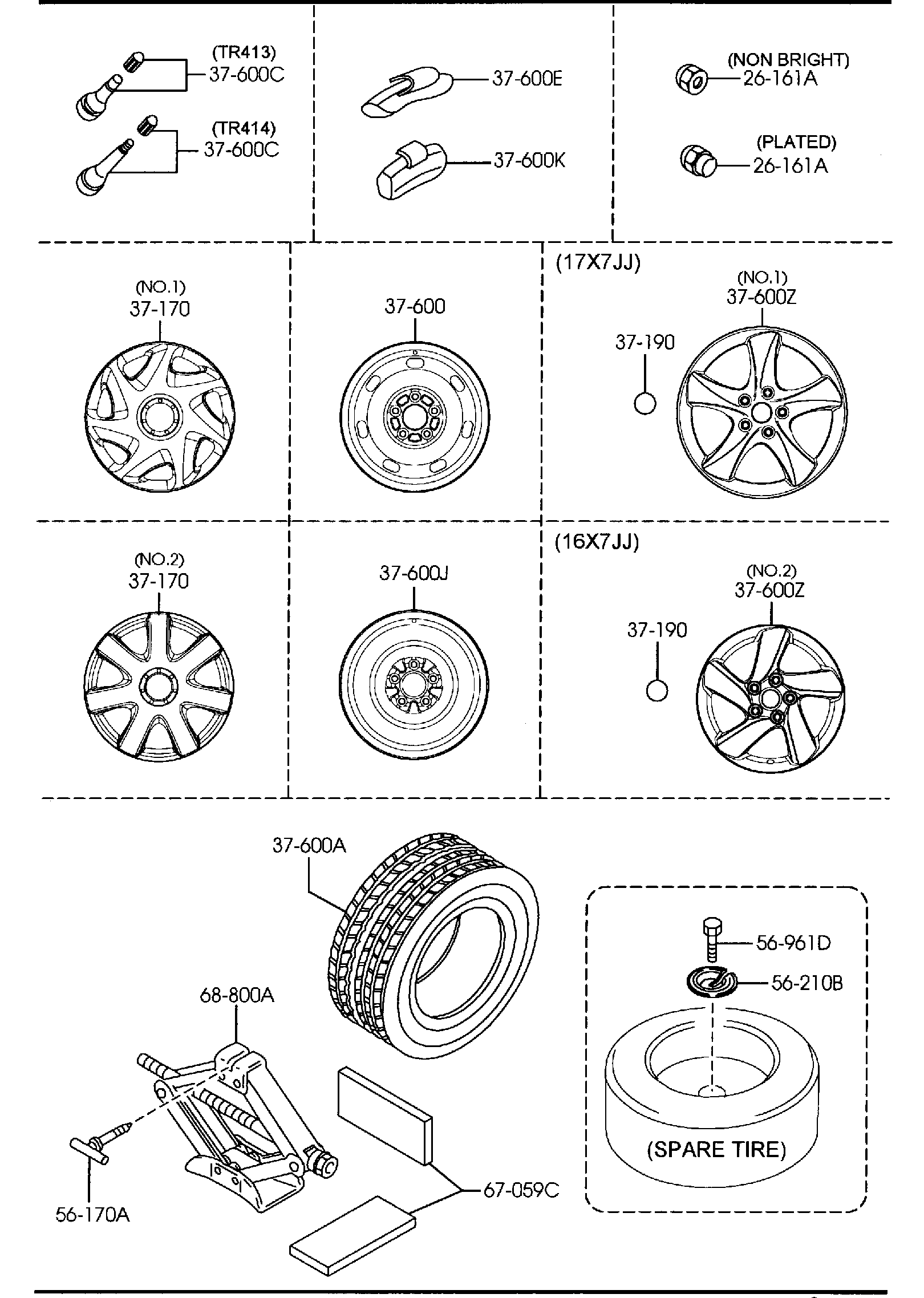 Full size assembly image of TIRES & JACK ('03,'04 MODEL) (1/1)