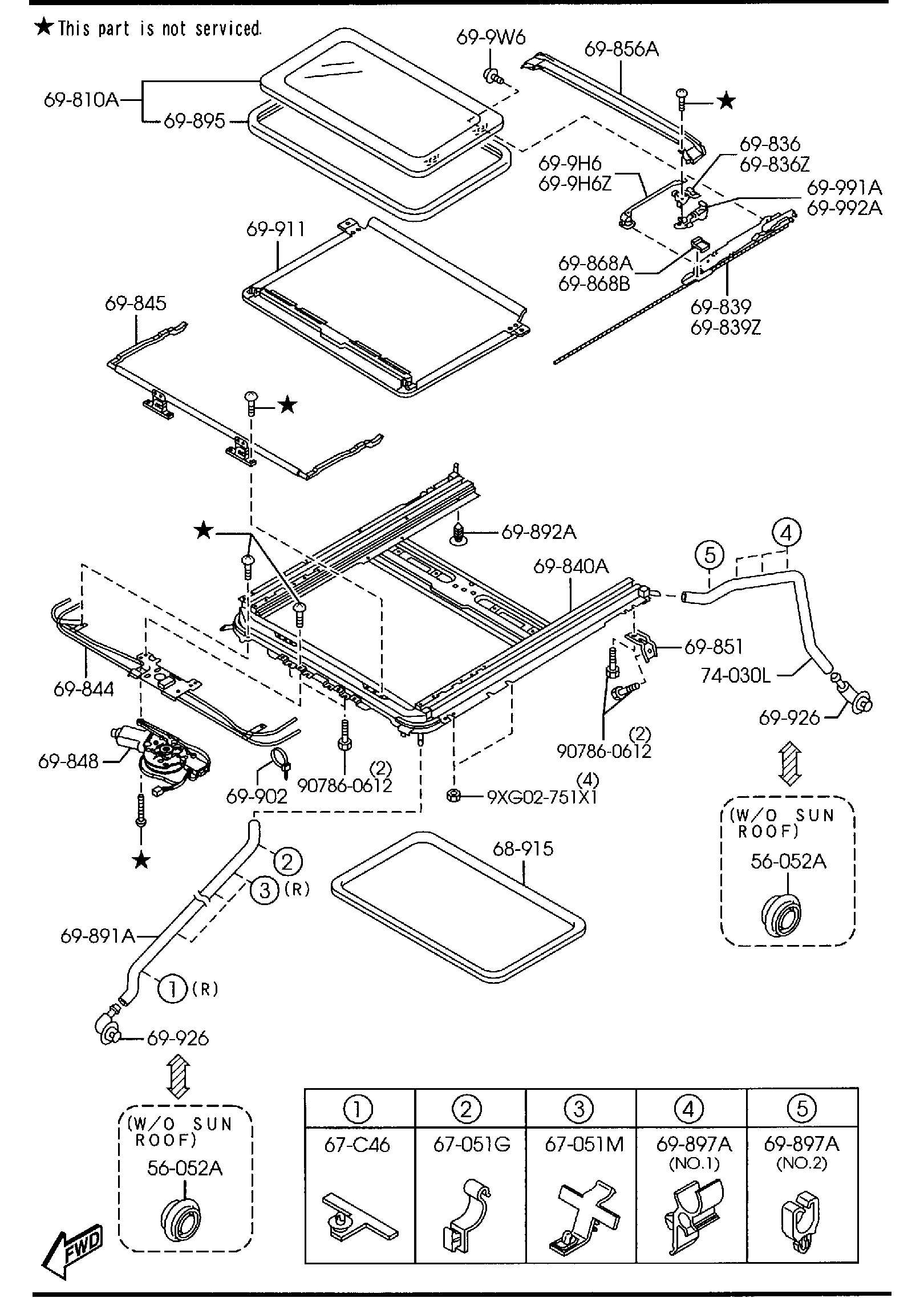 Diagram SUNROOF ('05 MODEL)(SEDAN) for your 2024 Mazda CX-50   