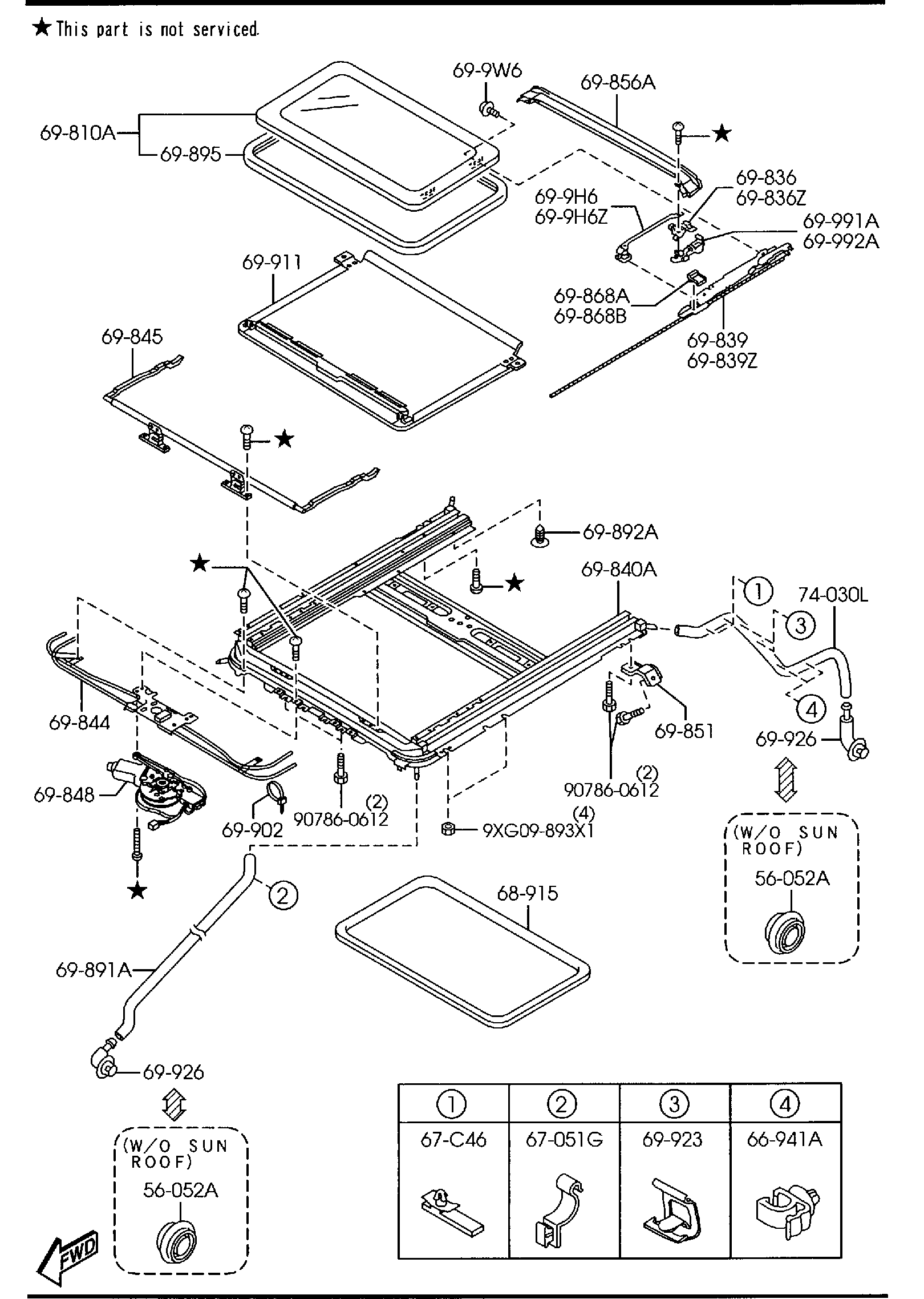 Diagram SUNROOF ('05 MODEL)(WAGON) for your 2024 Mazda CX-50   