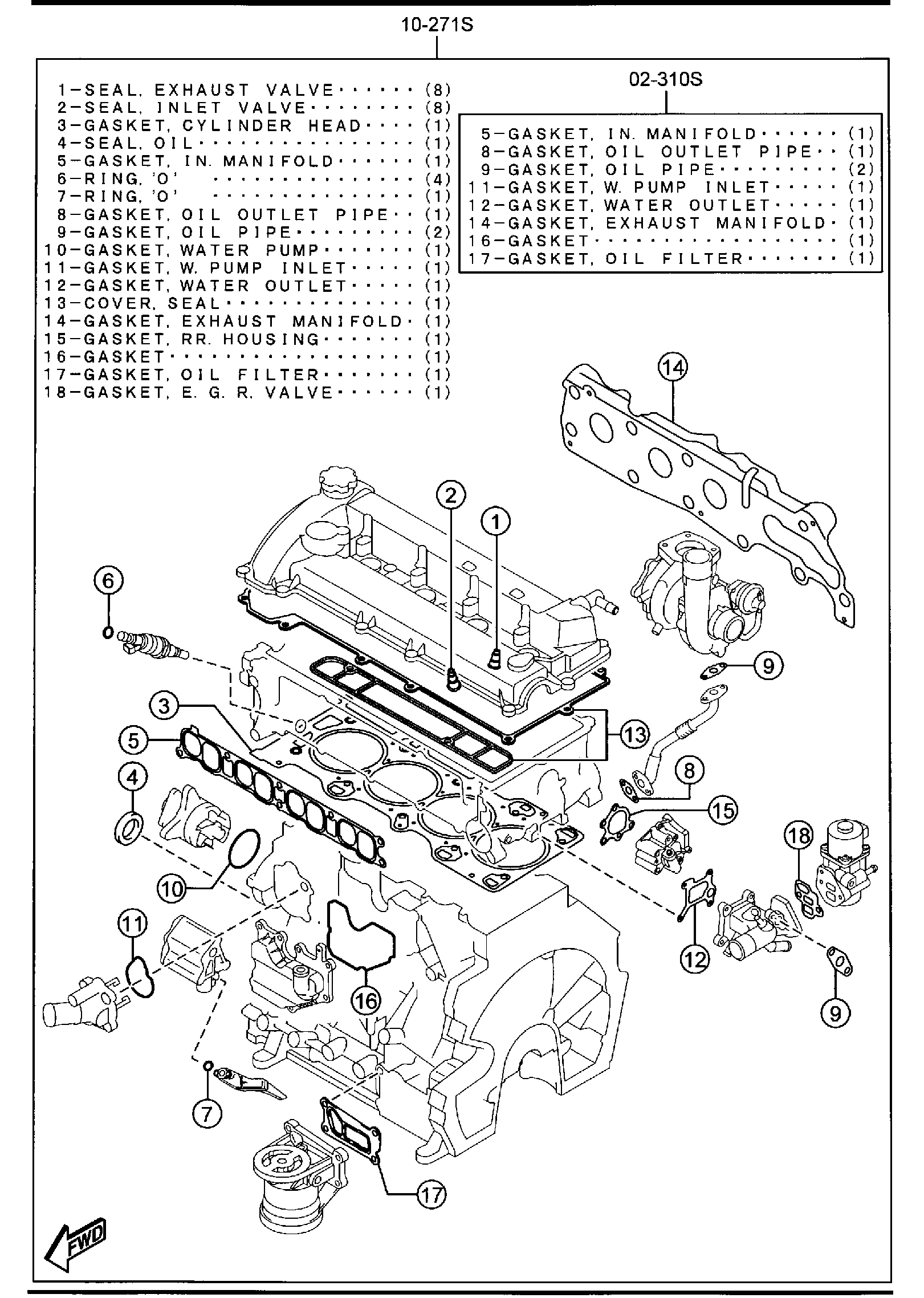 Diagram ENGINE & GASKET for your Mazda