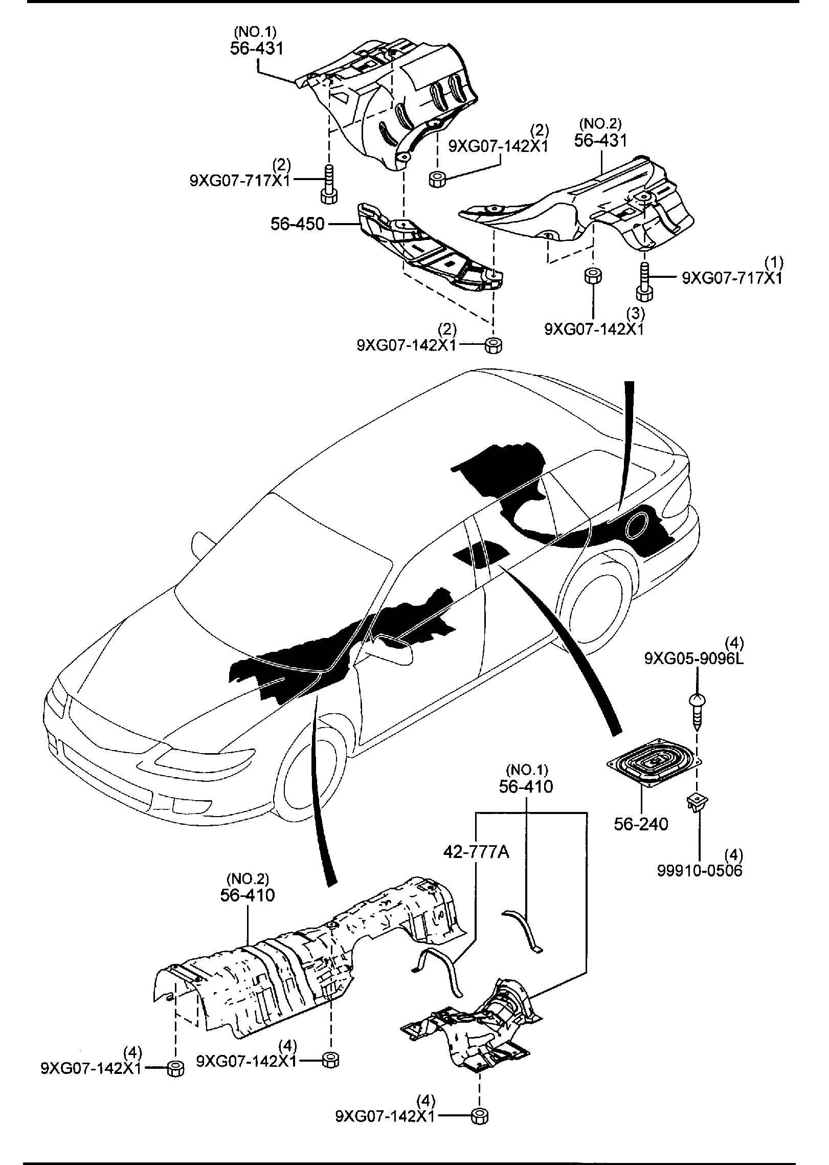 Diagram FLOOR ATTACHMENTS (WAGON) for your Mazda