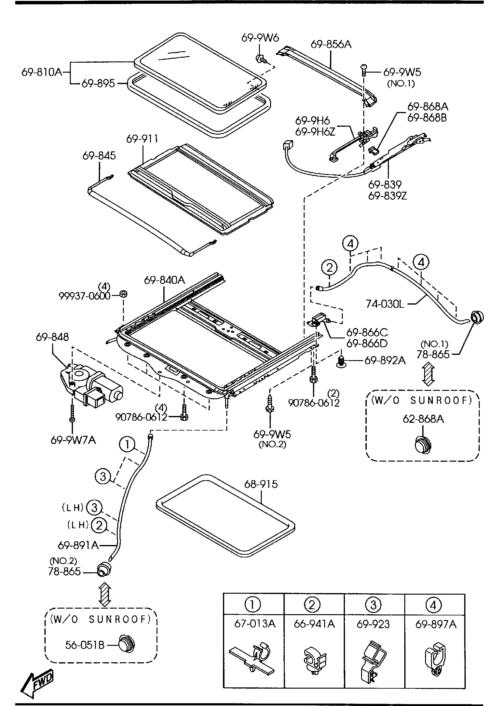 Diagram SUNROOF (5-DOOR) for your 2023 Mazda MX-5 Miata   