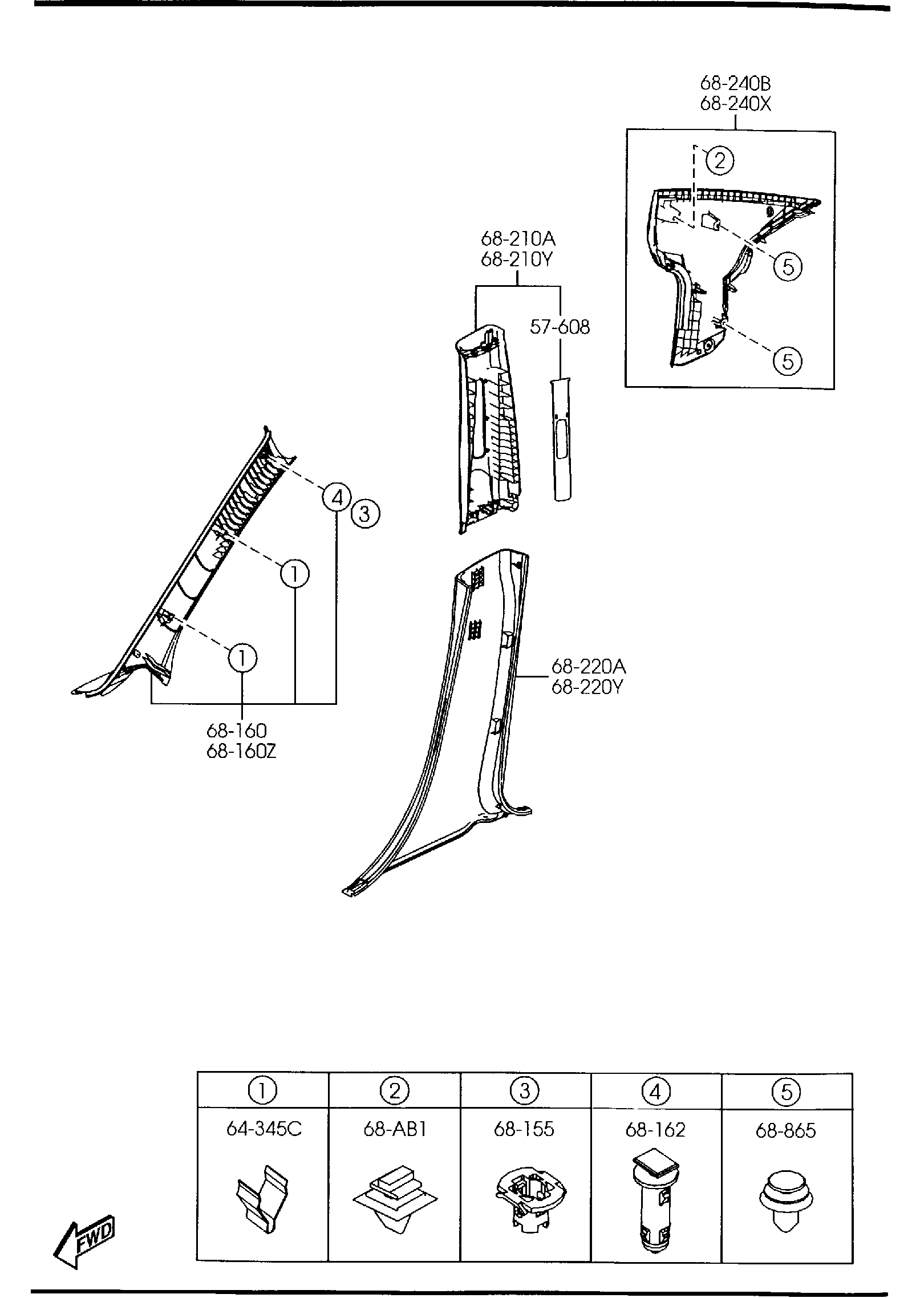 Diagram PILLAR TRIMS (4-DOOR) for your 2004 Mazda Mazda3  SEDAN BASE 