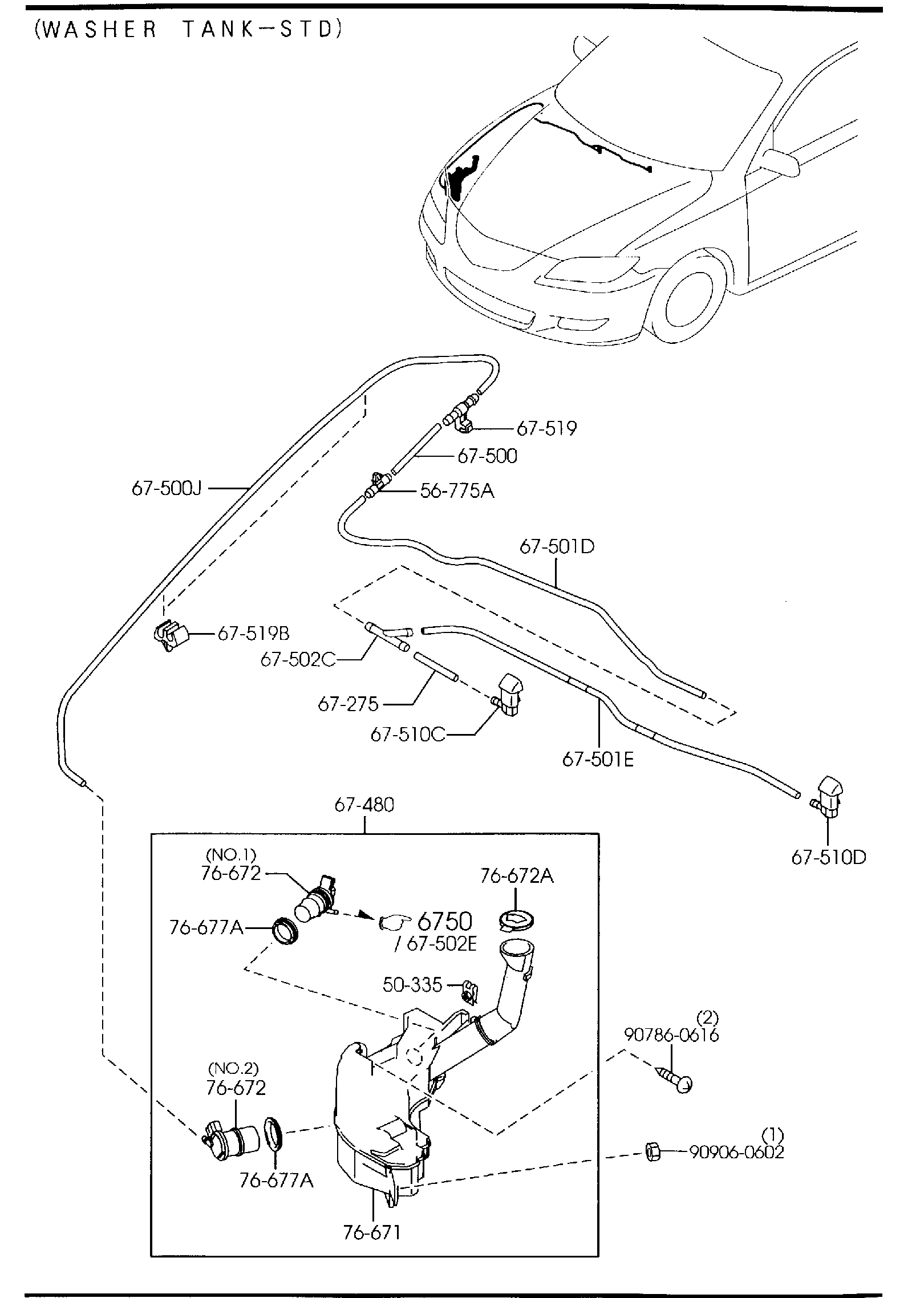 Diagram WINDSHIELD WASHER (5-DOOR) for your 2018 Mazda CX-5   
