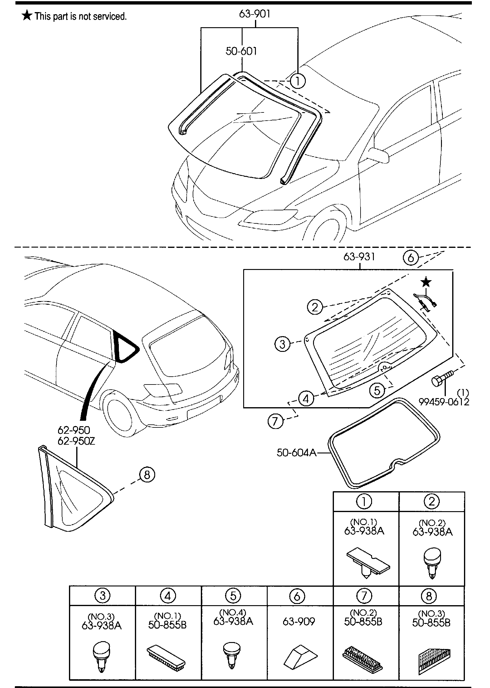 Diagram WINDOW GLASSES (5-DOOR) for your 2014 Mazda Mazda2   