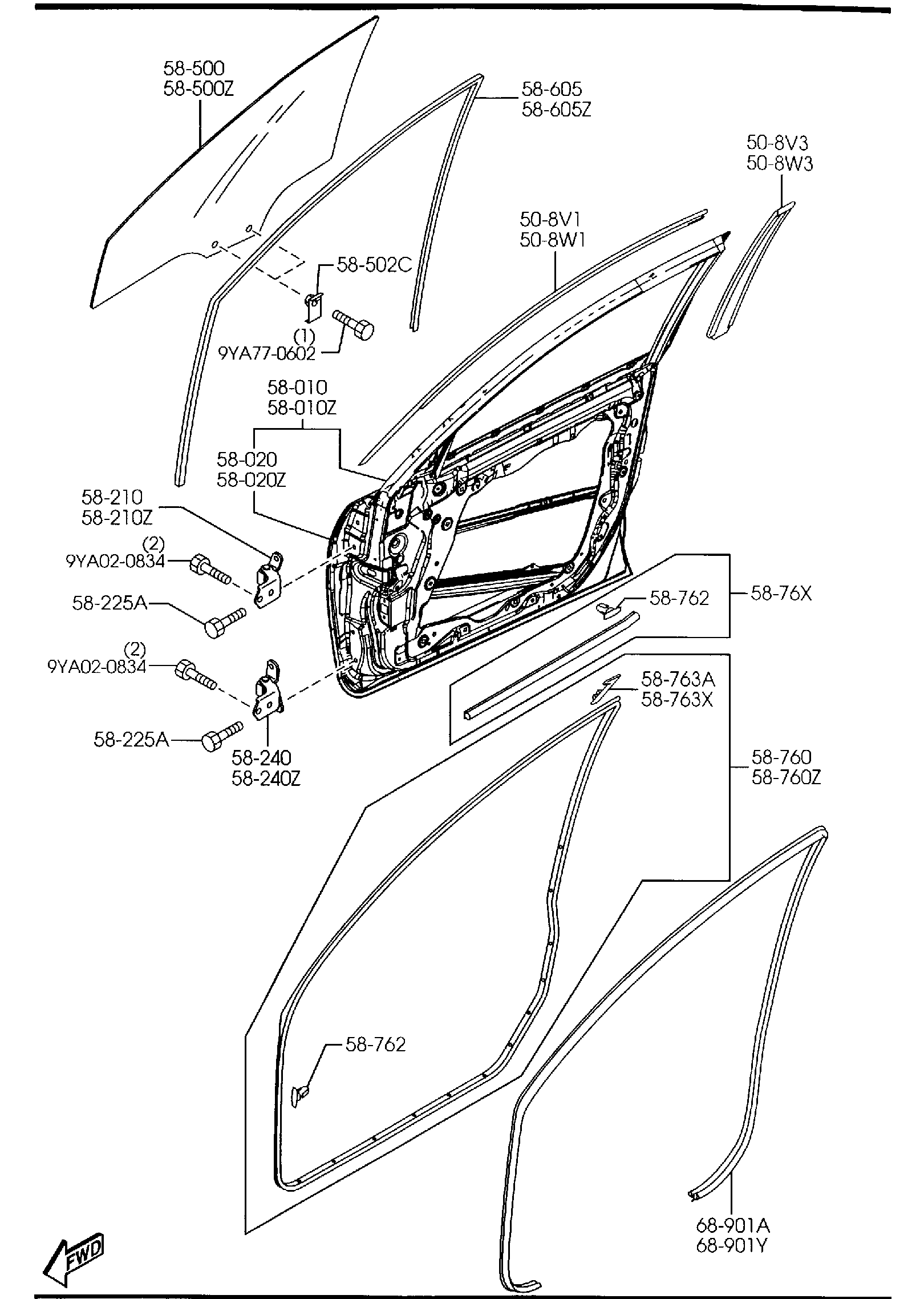 Diagram FRONT DOORS for your 2022 Mazda MX-30   