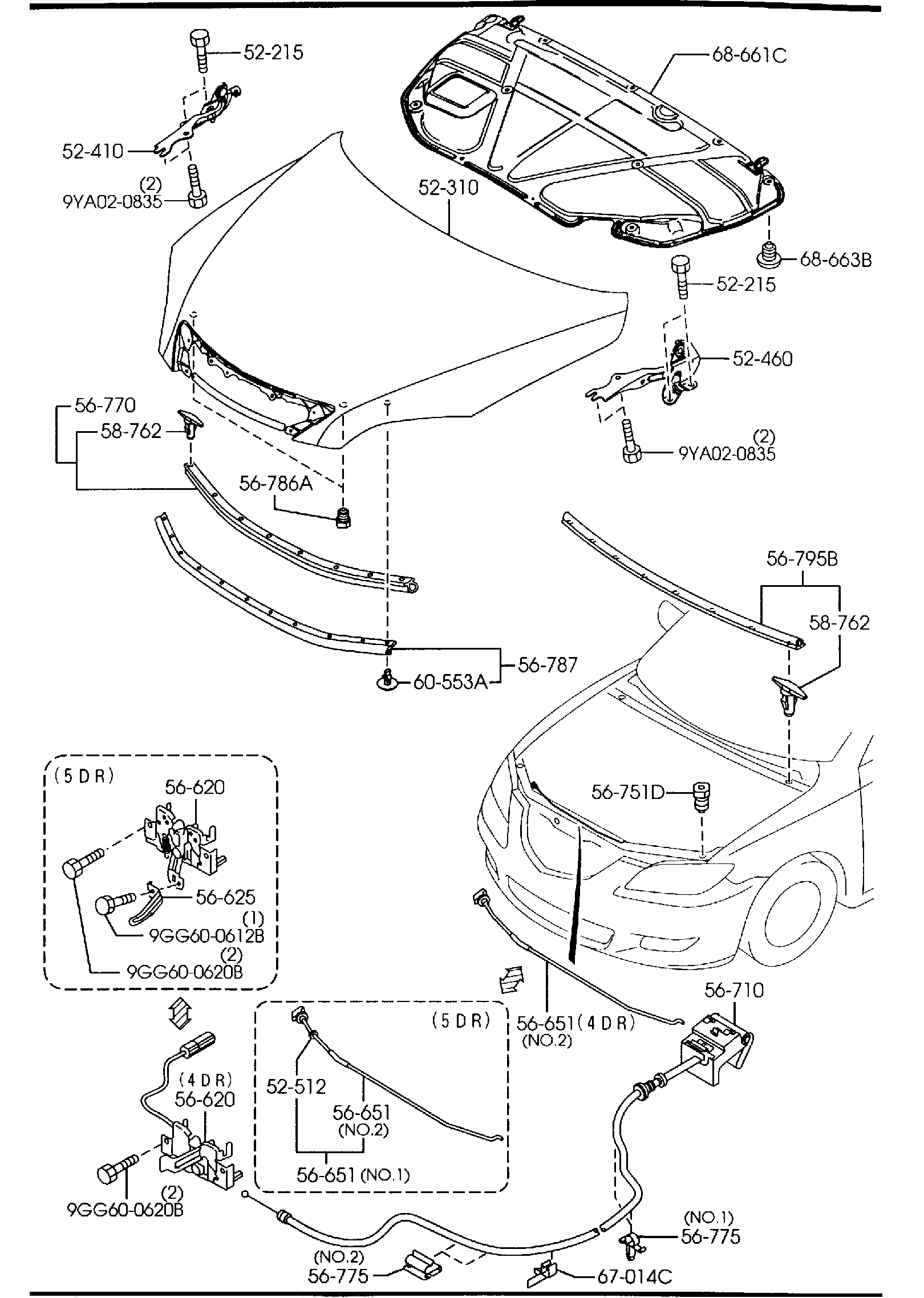 Diagram BONNET for your Mazda