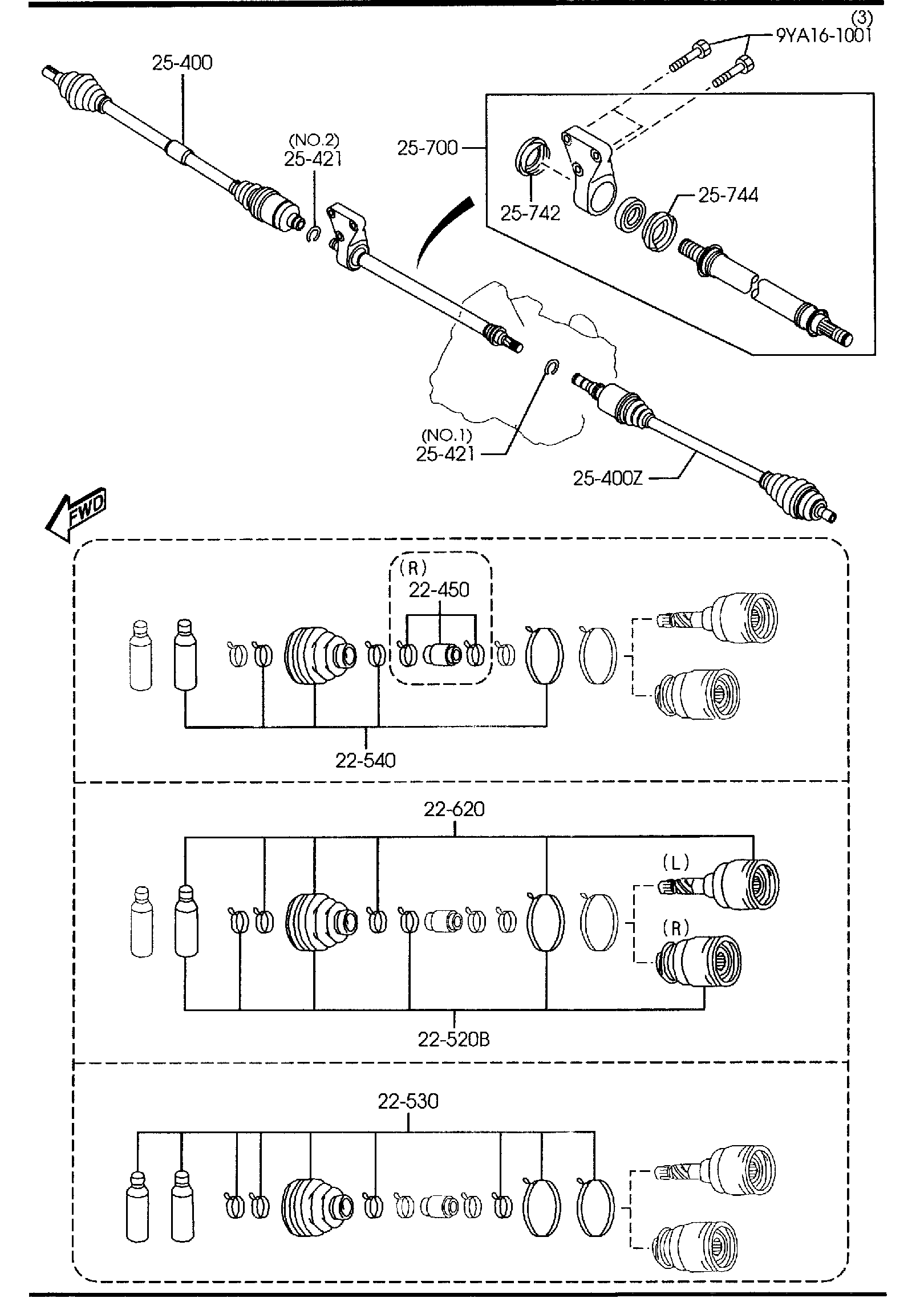 Diagram FRONT DRIVE SHAFTS (2000CC)(AT) for your 2008 Mazda Tribute   