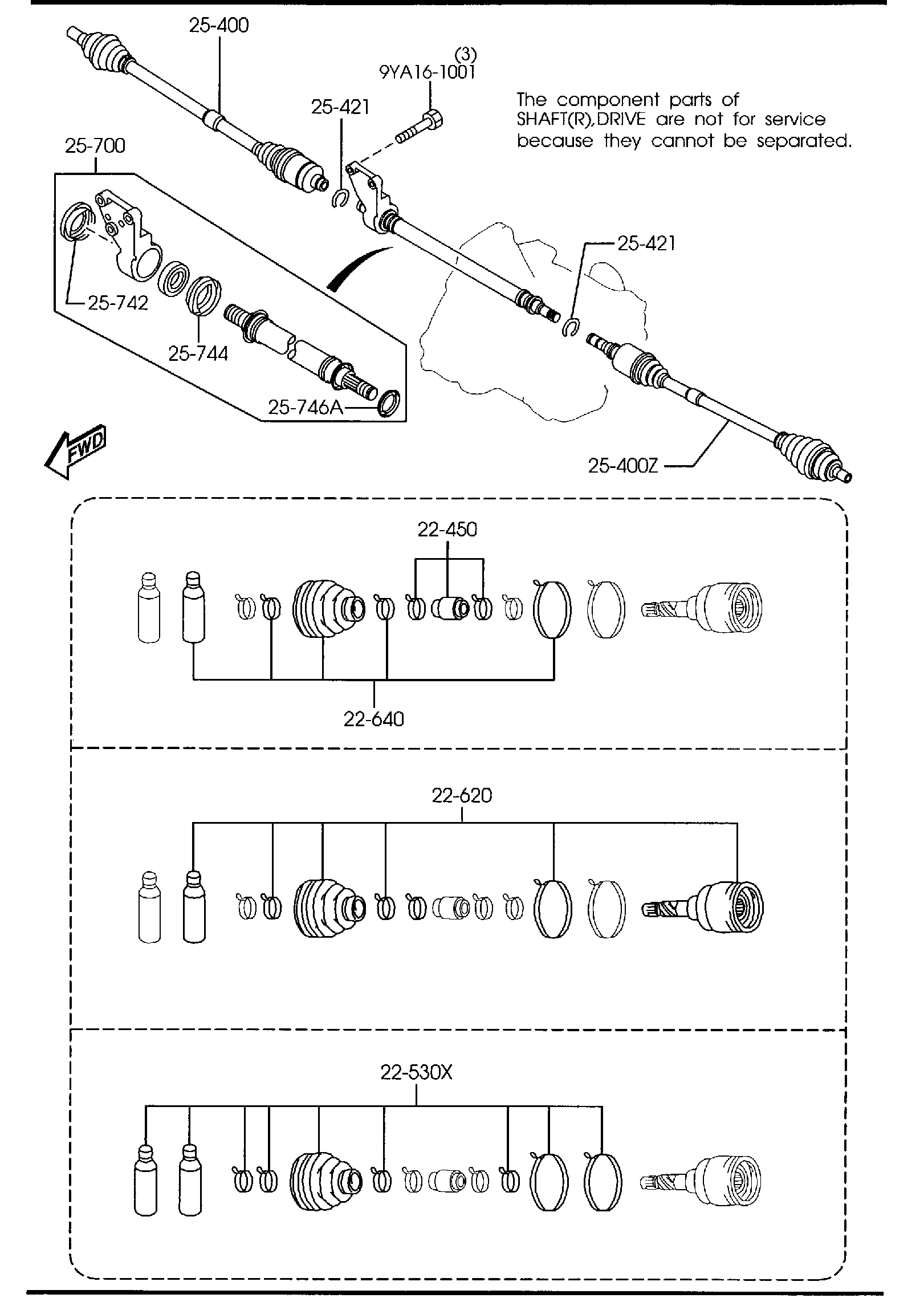 Diagram FRONT DRIVE SHAFTS (2300CC)(MT) for your 2015 Mazda Mazda3 2.0L AT 2WD HATCHBACK I (VIN Begins: JM1) 