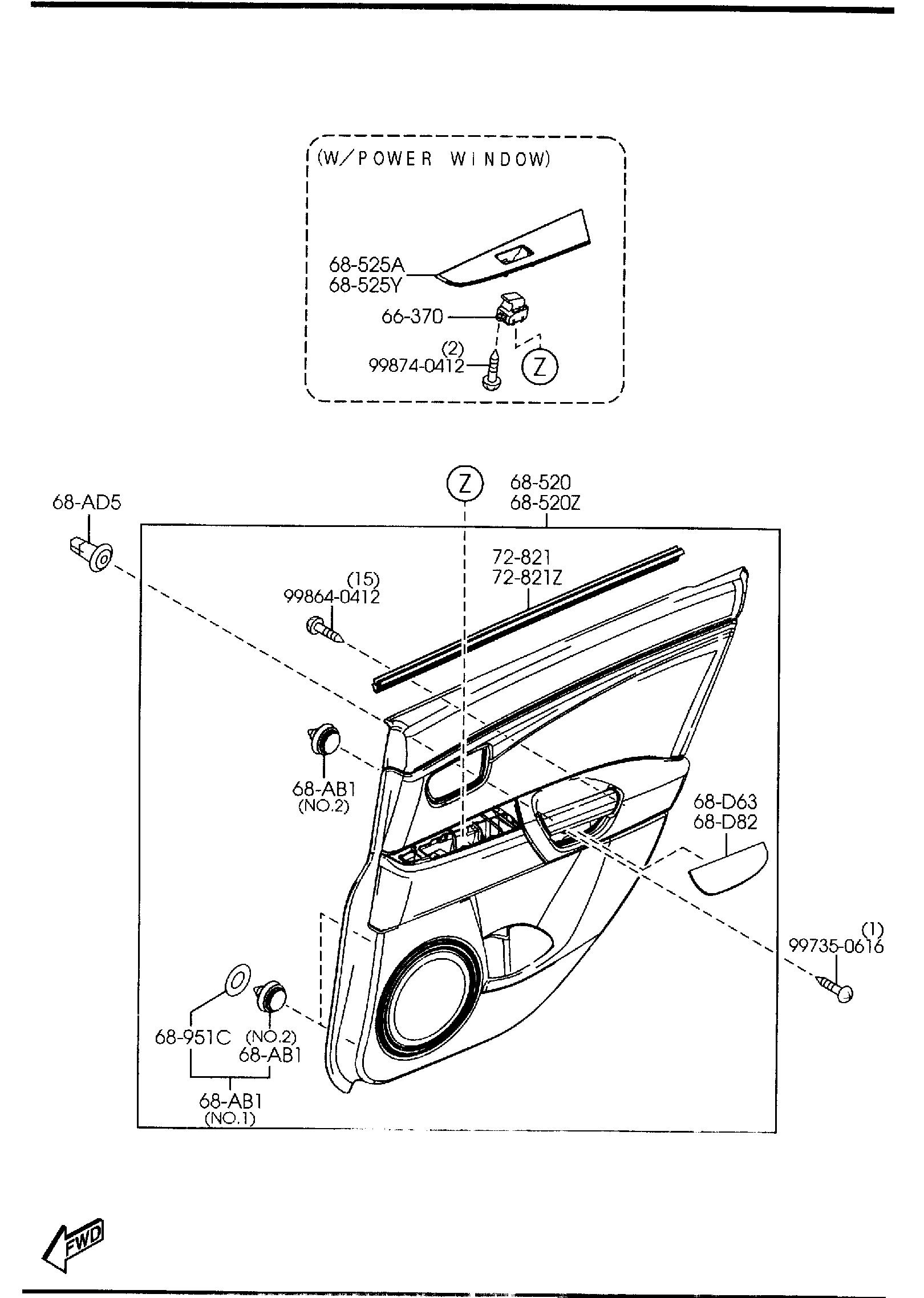 Diagram REAR DOOR TRIMS & RELATED PARTS (4-DOOR) for your 2021 Mazda MX-5 Miata   