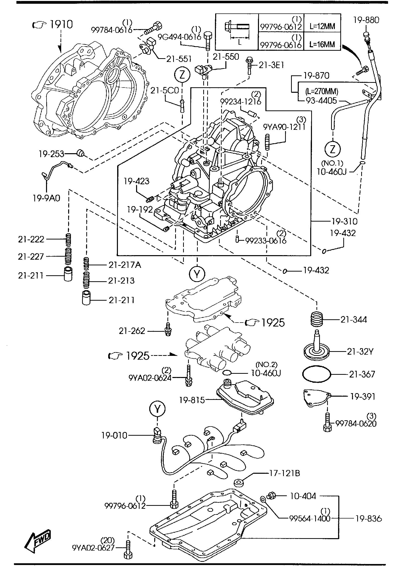 Diagram AUTOMATIC TRANSMISSION CASE & MAIN CONTROL SYSTEM (4-SPEED) for your 2005 Mazda B3000  CAB PLUS  