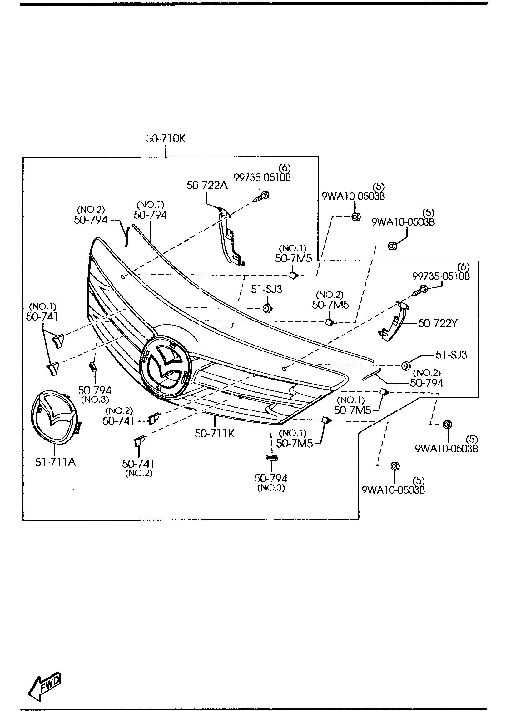Diagram RADIATOR GRILLE (5-DOOR) for your 2009 Mazda B3000   