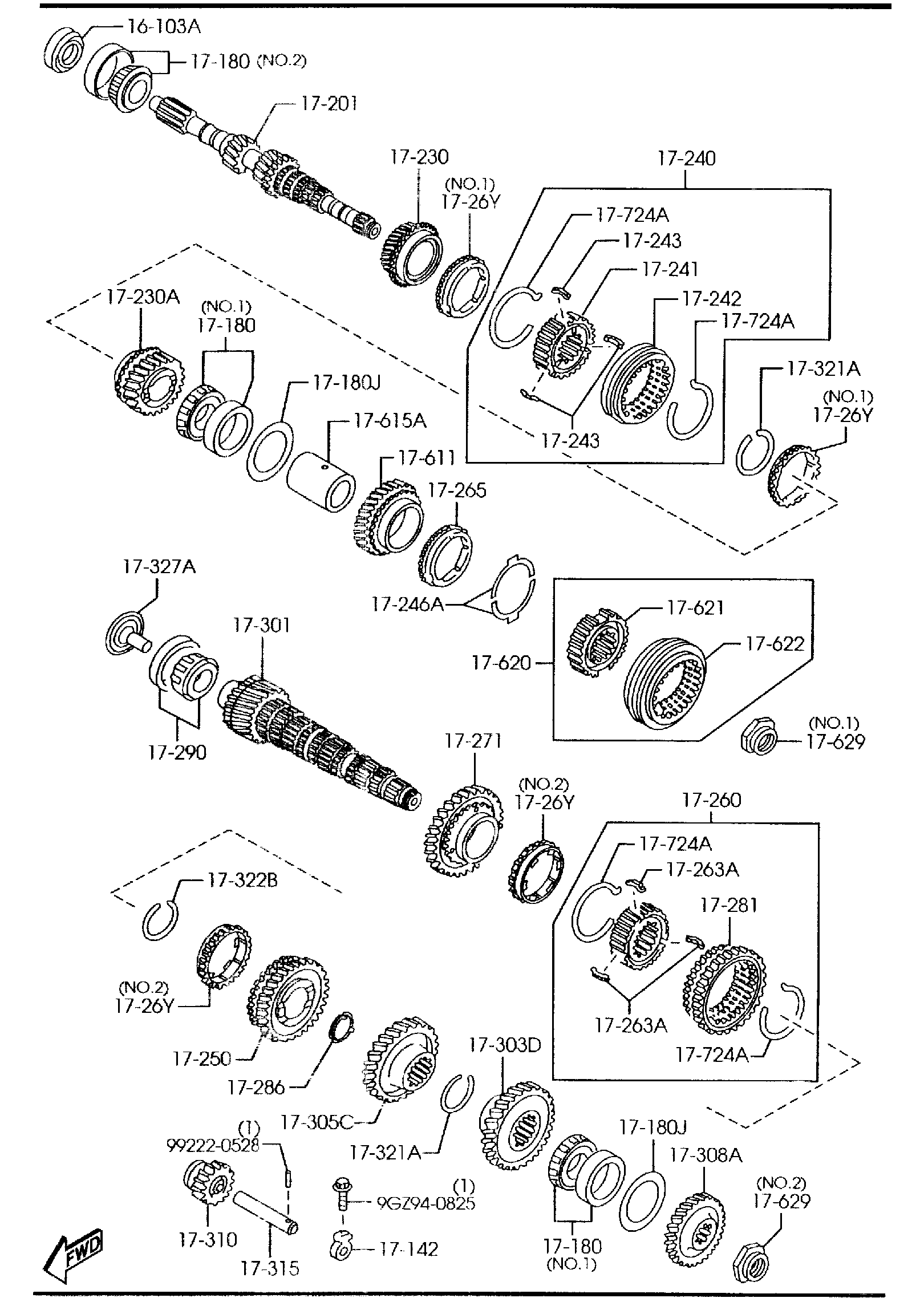 Diagram MANUAL TRANSMISSION GEARS for your Mazda