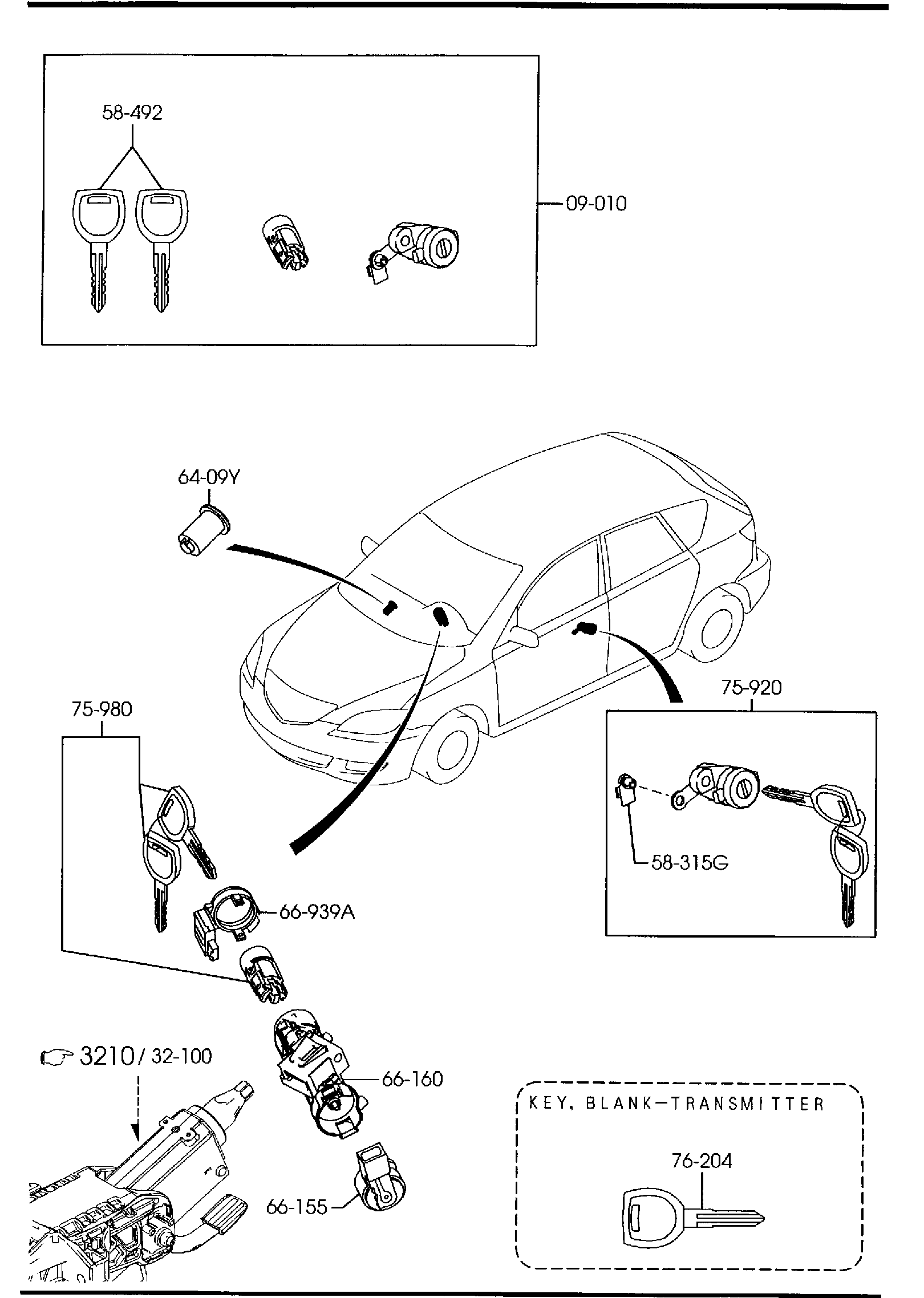 Diagram KEY SETS (5-DOOR) for your 2005 Mazda Mazda3 2.3L MT HATCHBACK BASE 