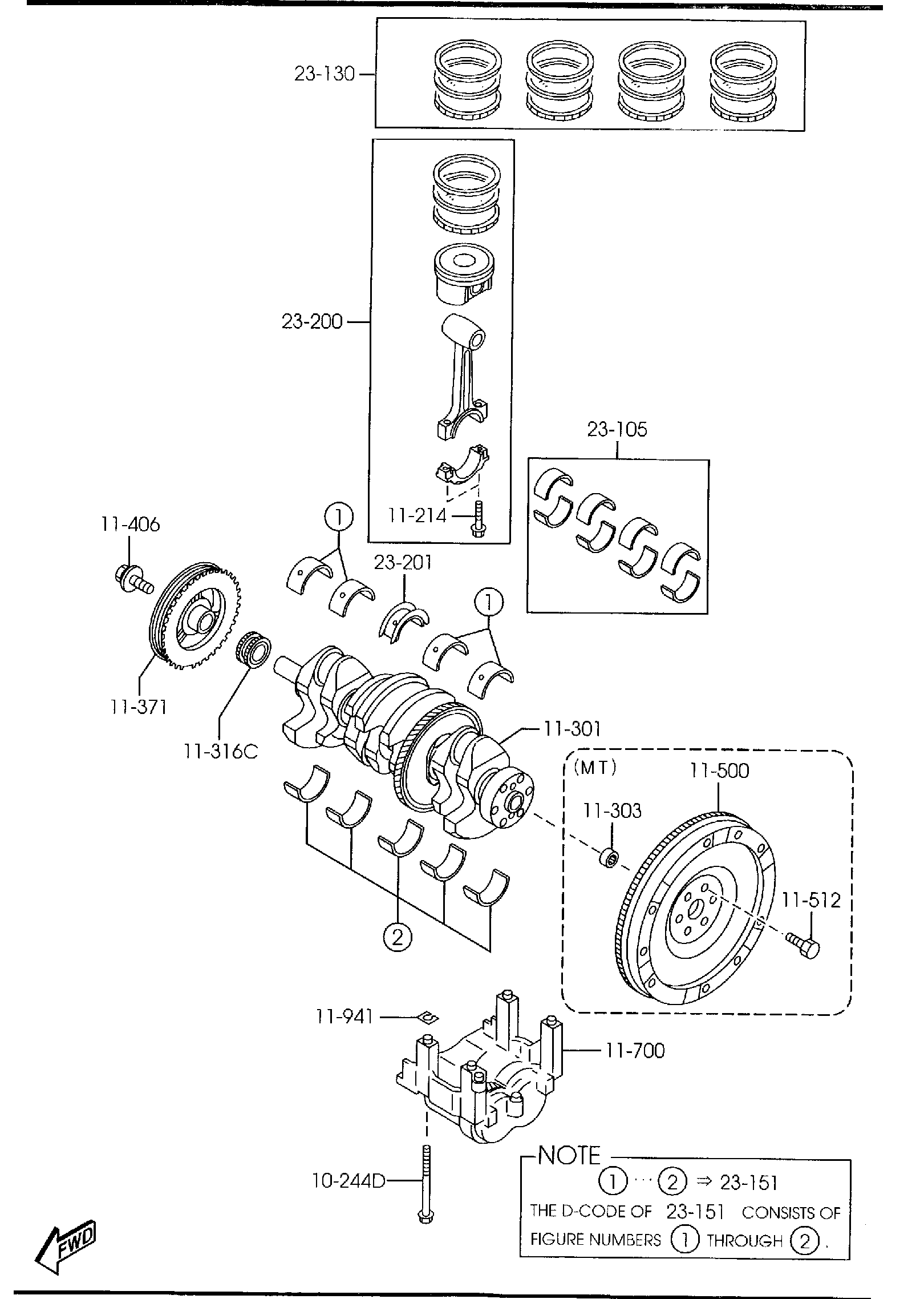 Diagram PISTON, CRANKSHAFT & FLYWHEEL (2300CC) for your 2009 Mazda Mazda5   