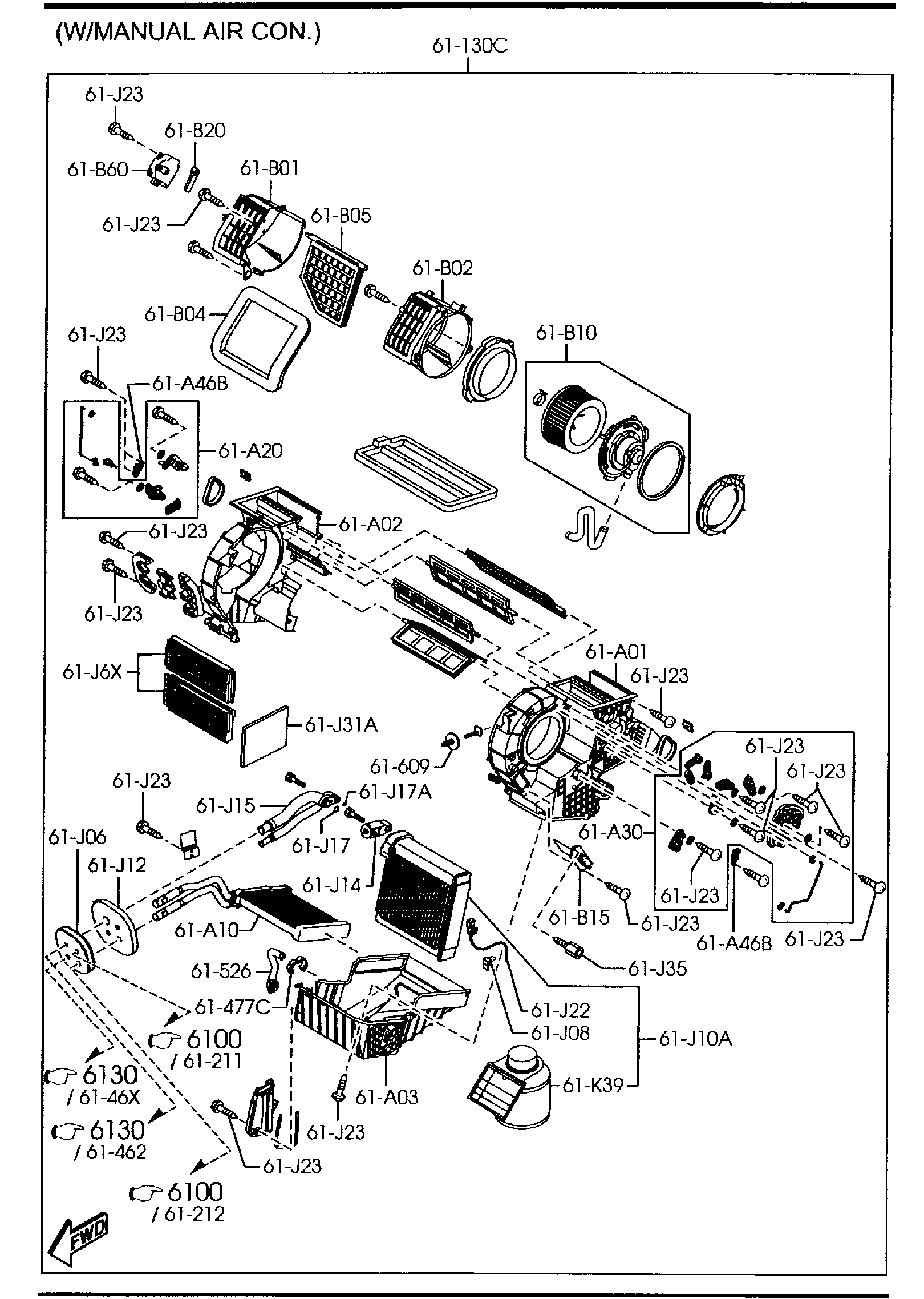 Diagram HEATER & COOLING UNIT for your Mazda