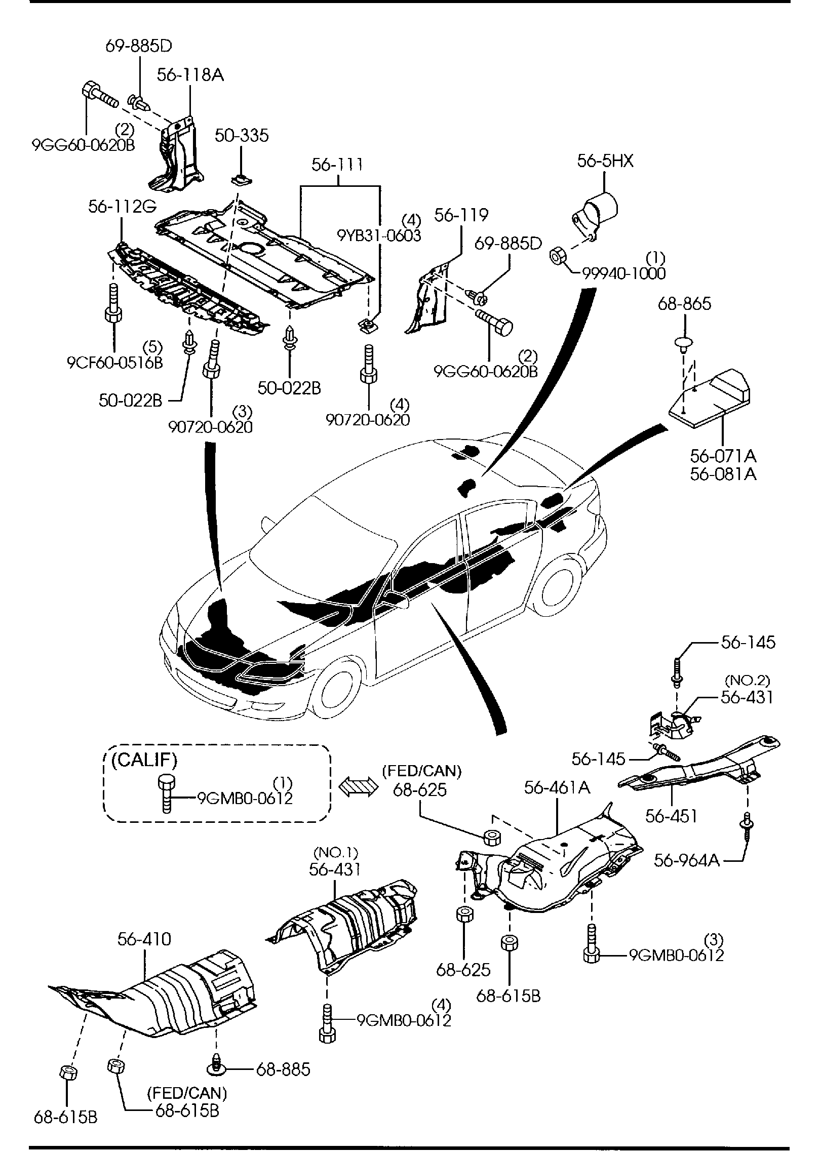 Diagram FLOOR ATTACHMENTS for your 2010 Mazda MX-5 Miata  W/RETRACTABLE HARD TOP P TOURING 