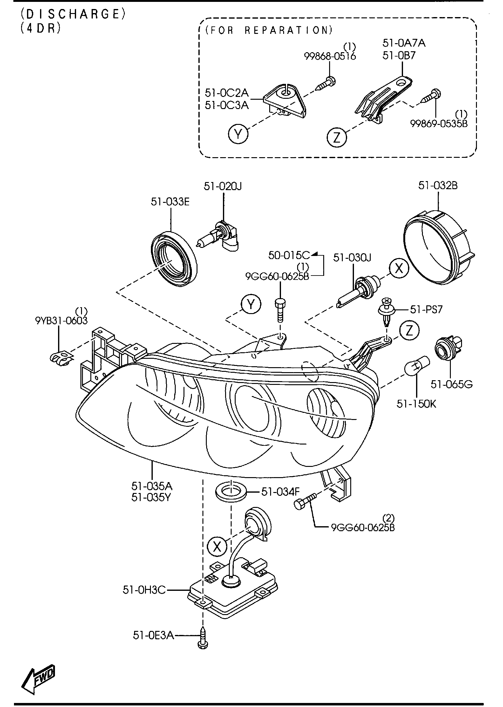 Diagram HEAD LAMPS for your 2002 Mazda B3000   