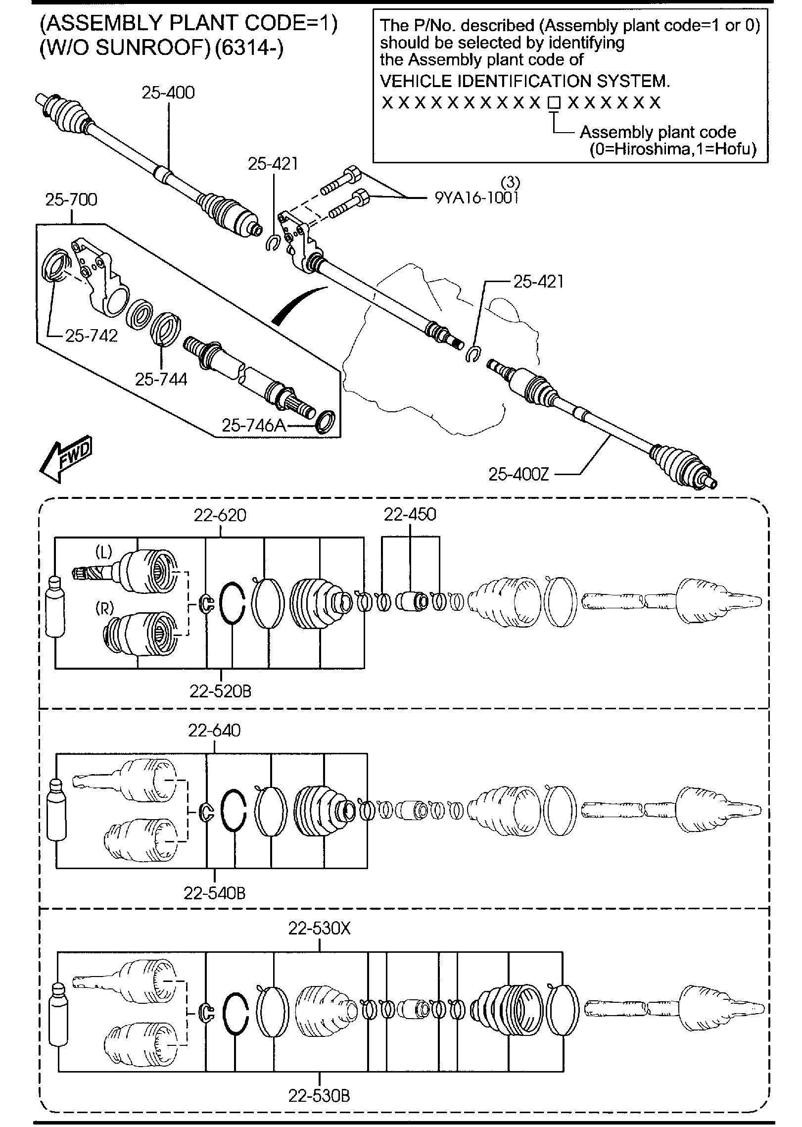 Diagram FRONT DRIVE SHAFTS (2000CC)(MT) for your 1995 Mazda