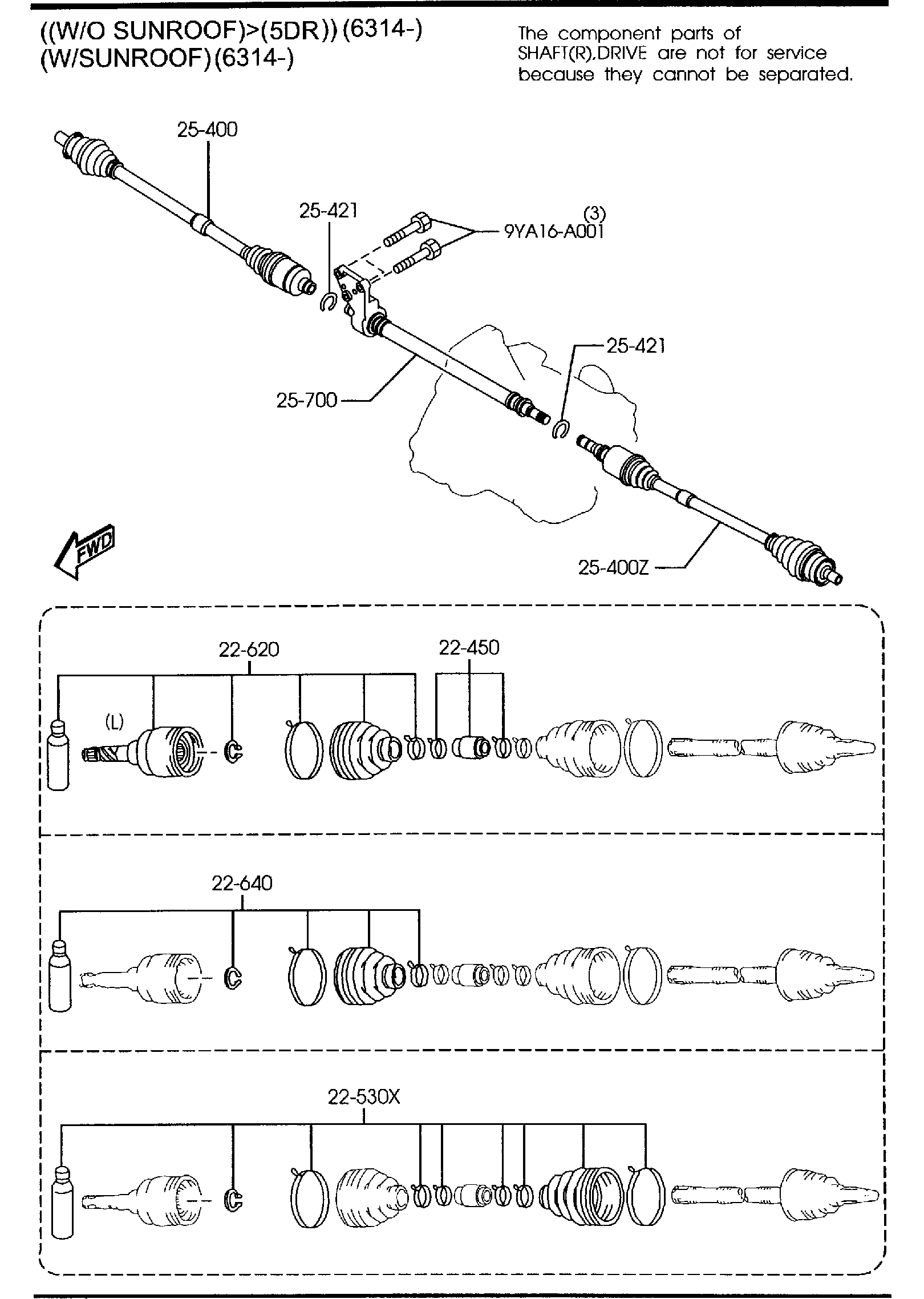 Diagram FRONT DRIVE SHAFTS (2300CC)(MT) for your 2010 Mazda Tribute   