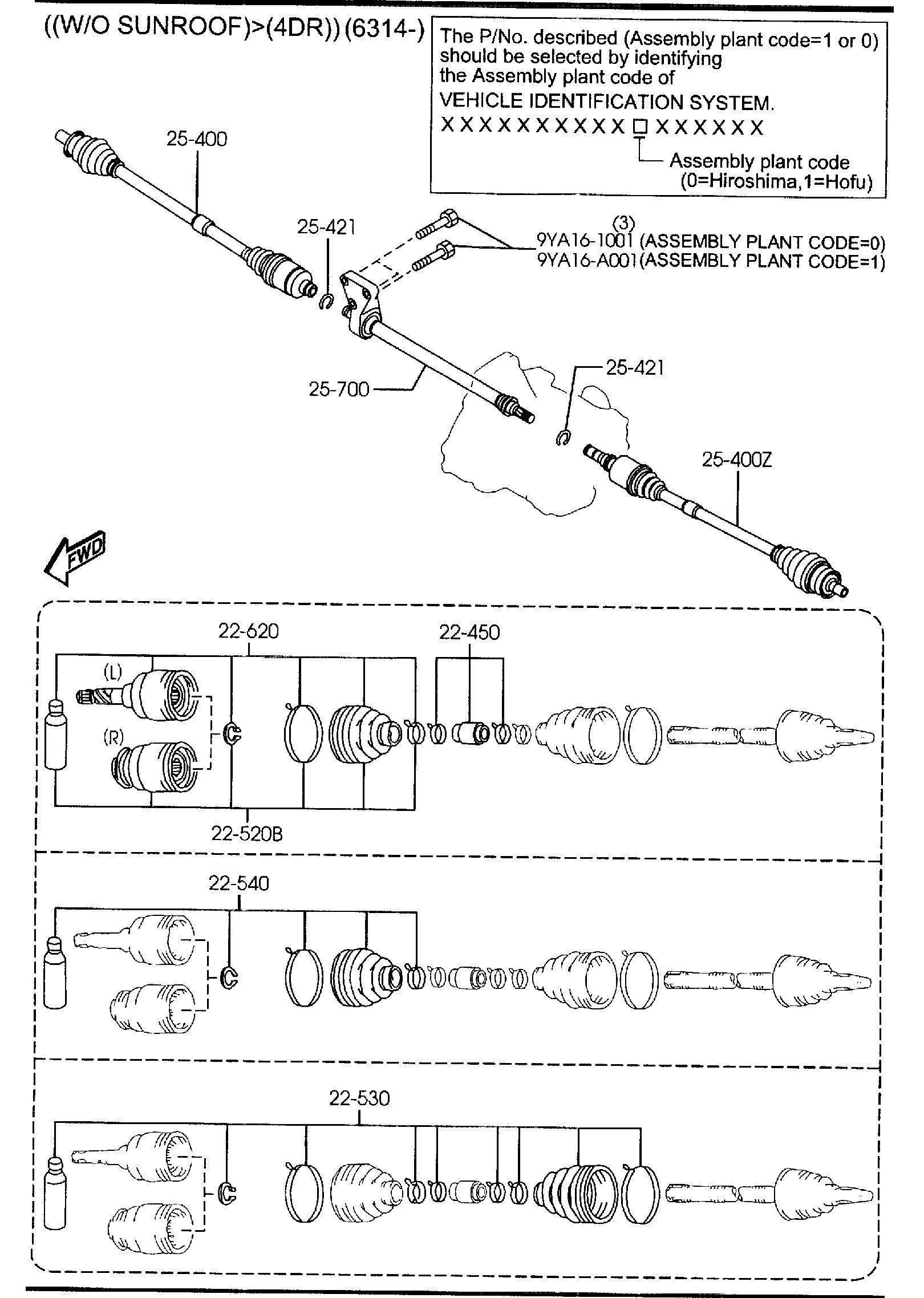 Diagram FRONT DRIVE SHAFTS (2300CC)(AT) for your 2006 Mazda B3000   