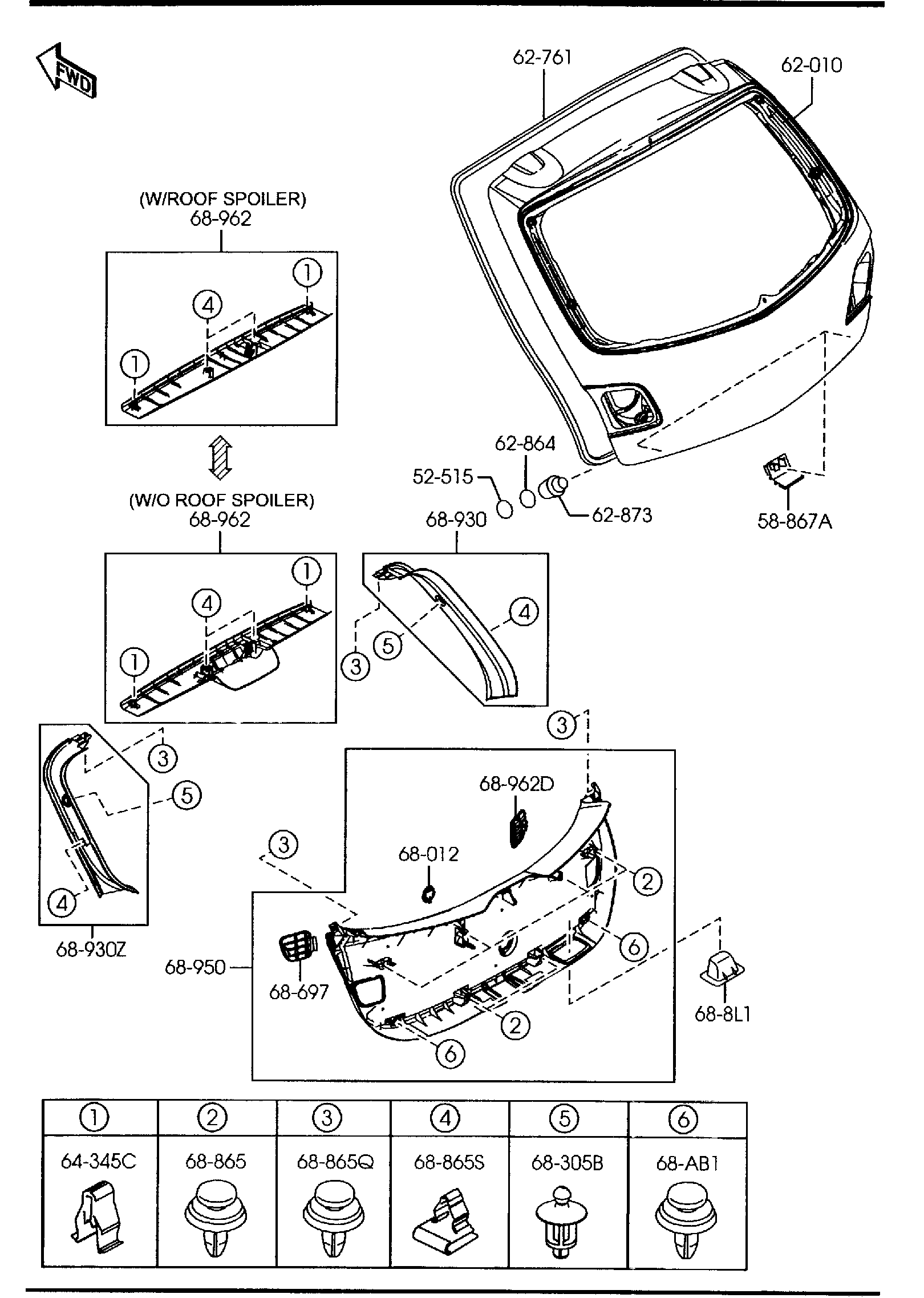 Diagram LIFT GATE (5-DOOR) for your Mazda