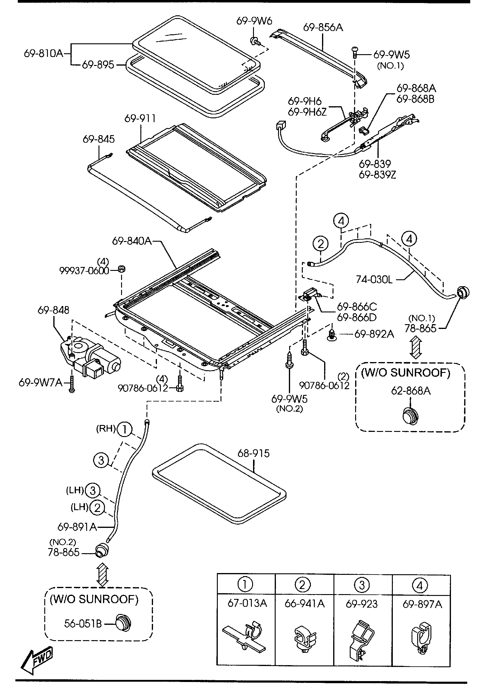 Diagram SUNROOF (5-DOOR) for your 2020 Mazda Mazda6   