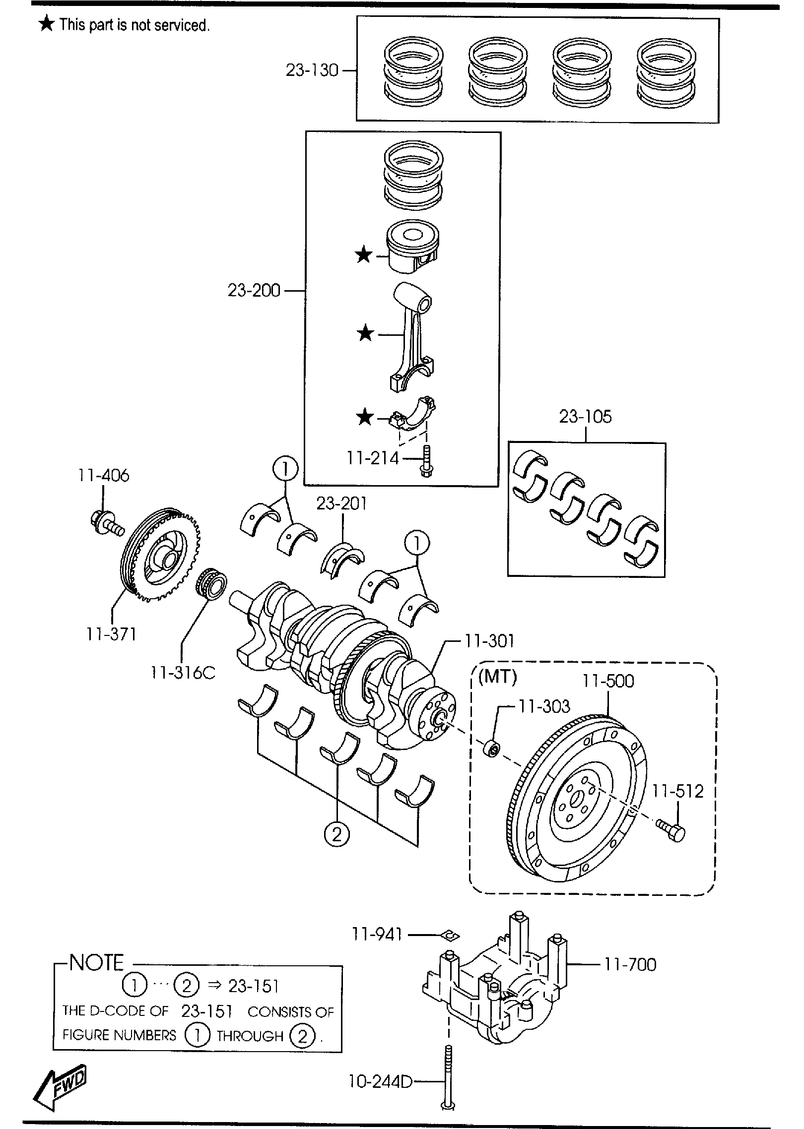 Diagram PISTON, CRANKSHAFT & FLYWHEEL (2300CC) for your 2013 Mazda MX-5 Miata   