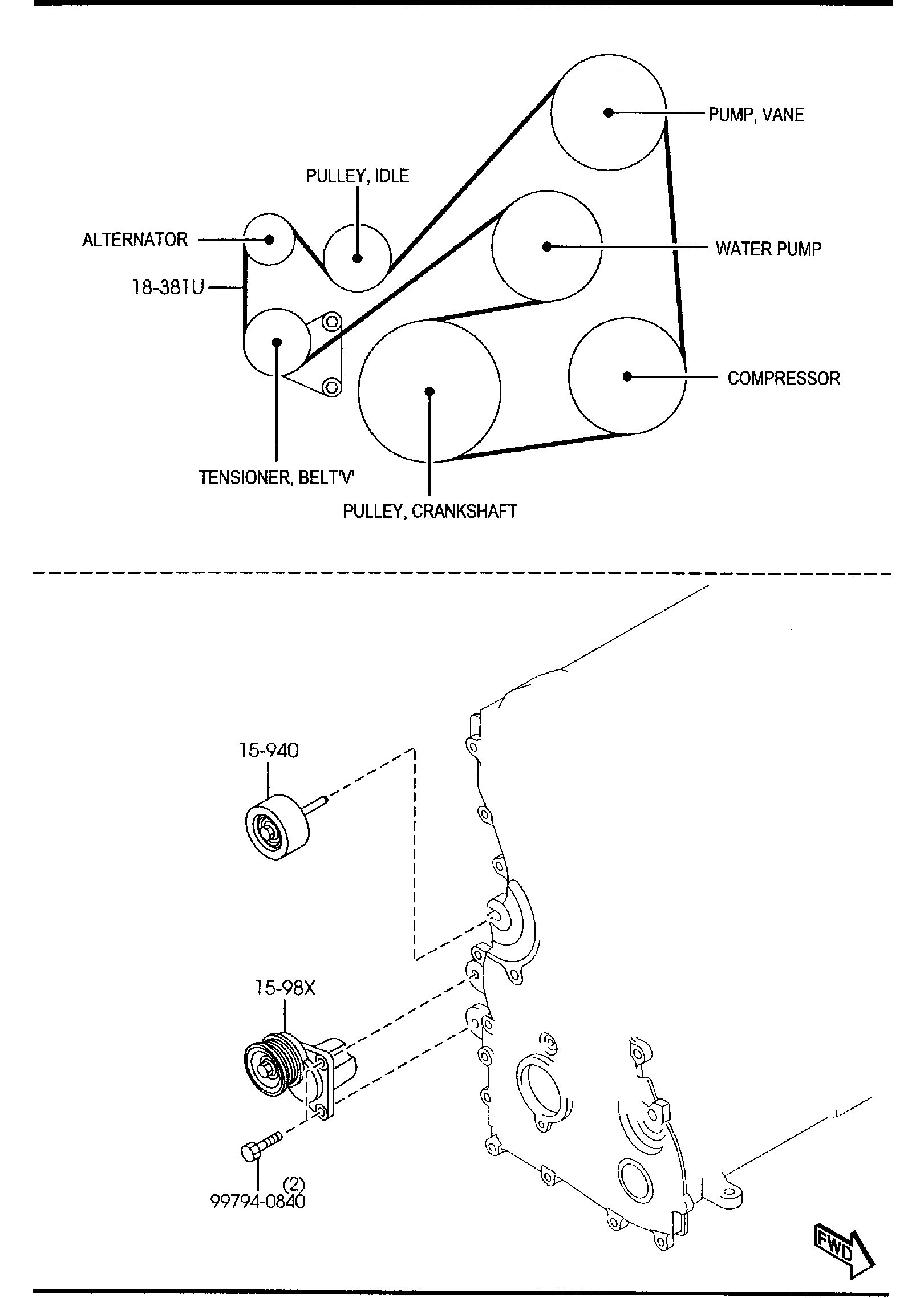 Diagram BRACKET, PULLEY & BELT (W/TURBO) for your 2011 Mazda RX-8   