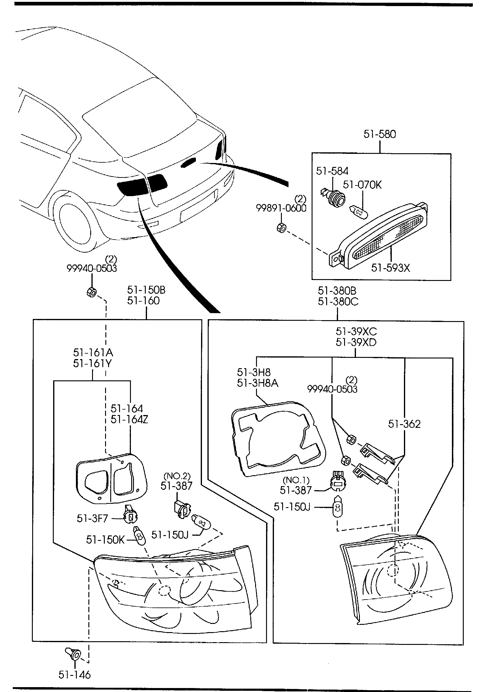 Diagram REAR COMBINATION LAMPS (4-DOOR) for your 2018 Mazda MX-5 Miata 2.0L AT RF Club 