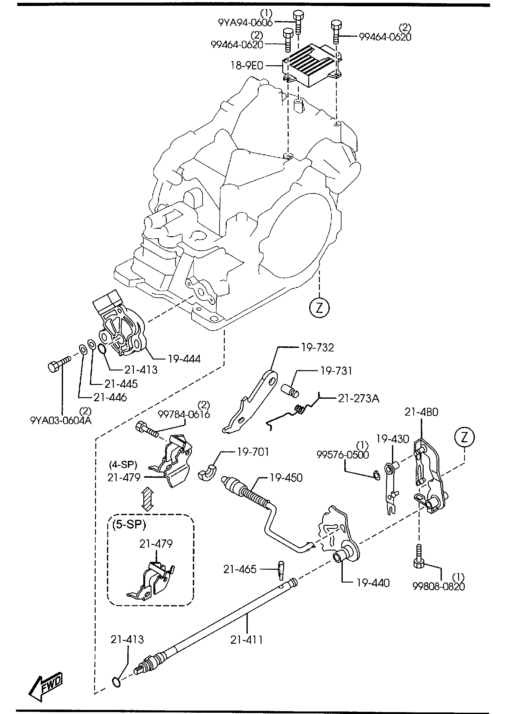 Diagram AUTOMATIC TRANSMISSION MANUAL LINKAGE SYSTEM for your Mazda