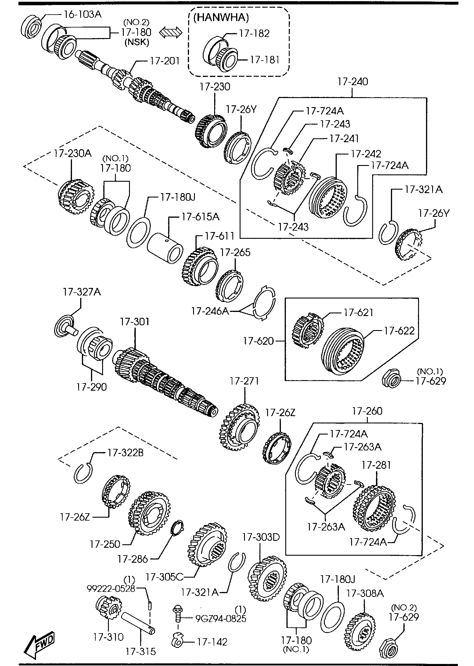 Diagram MANUAL TRANSMISSION GEARS for your 1991 Mazda B2600   