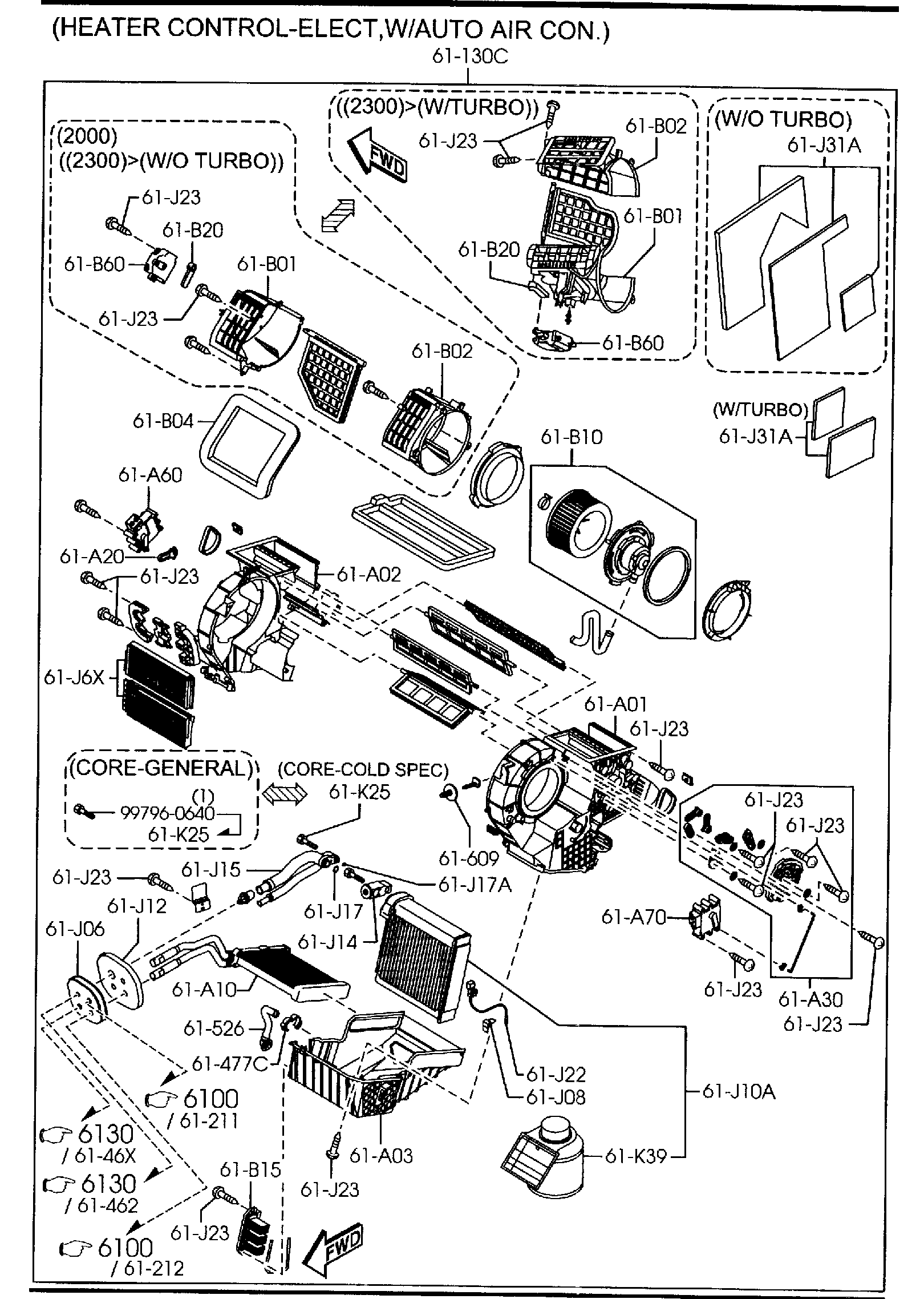 Diagram HEATER & COOLING UNIT for your Mazda