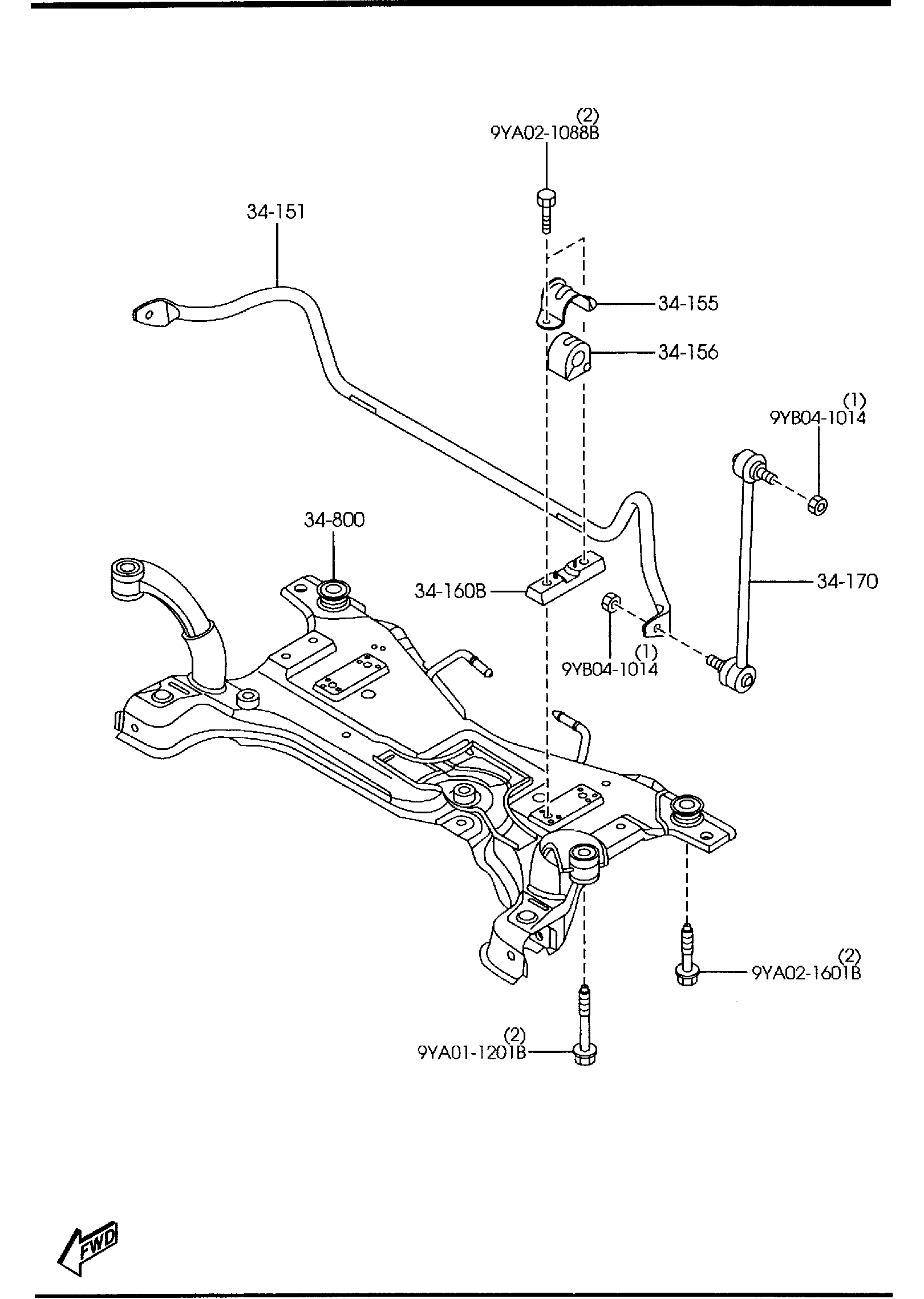 Diagram CROSSMEMBER & STABILIZER for your 2015 Mazda Mazda3 2.5L AT 2WD HATCHBACK SIGNATURE 