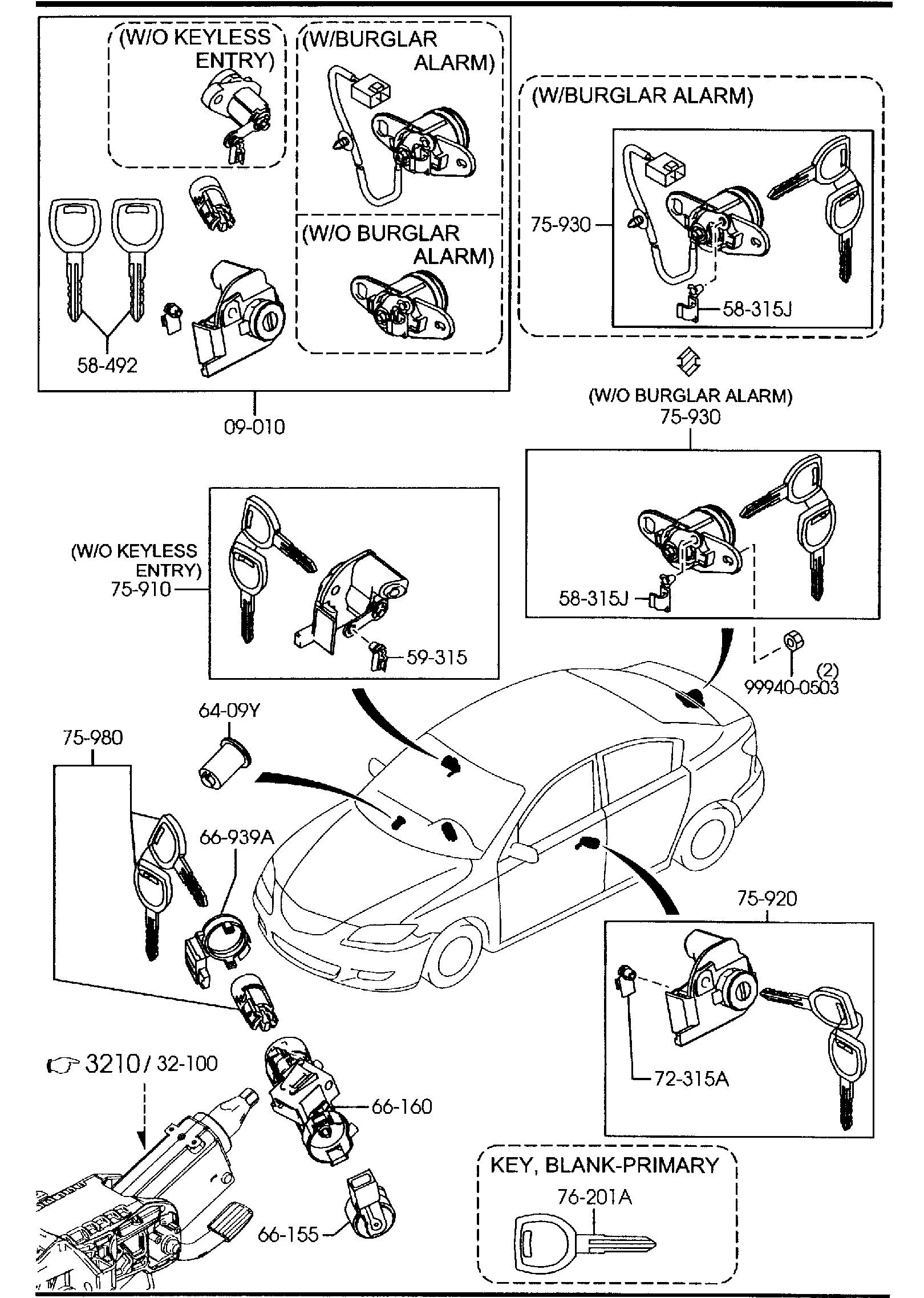 Diagram KEY SETS (4-DOOR) for your 2011 Mazda Mazda2   