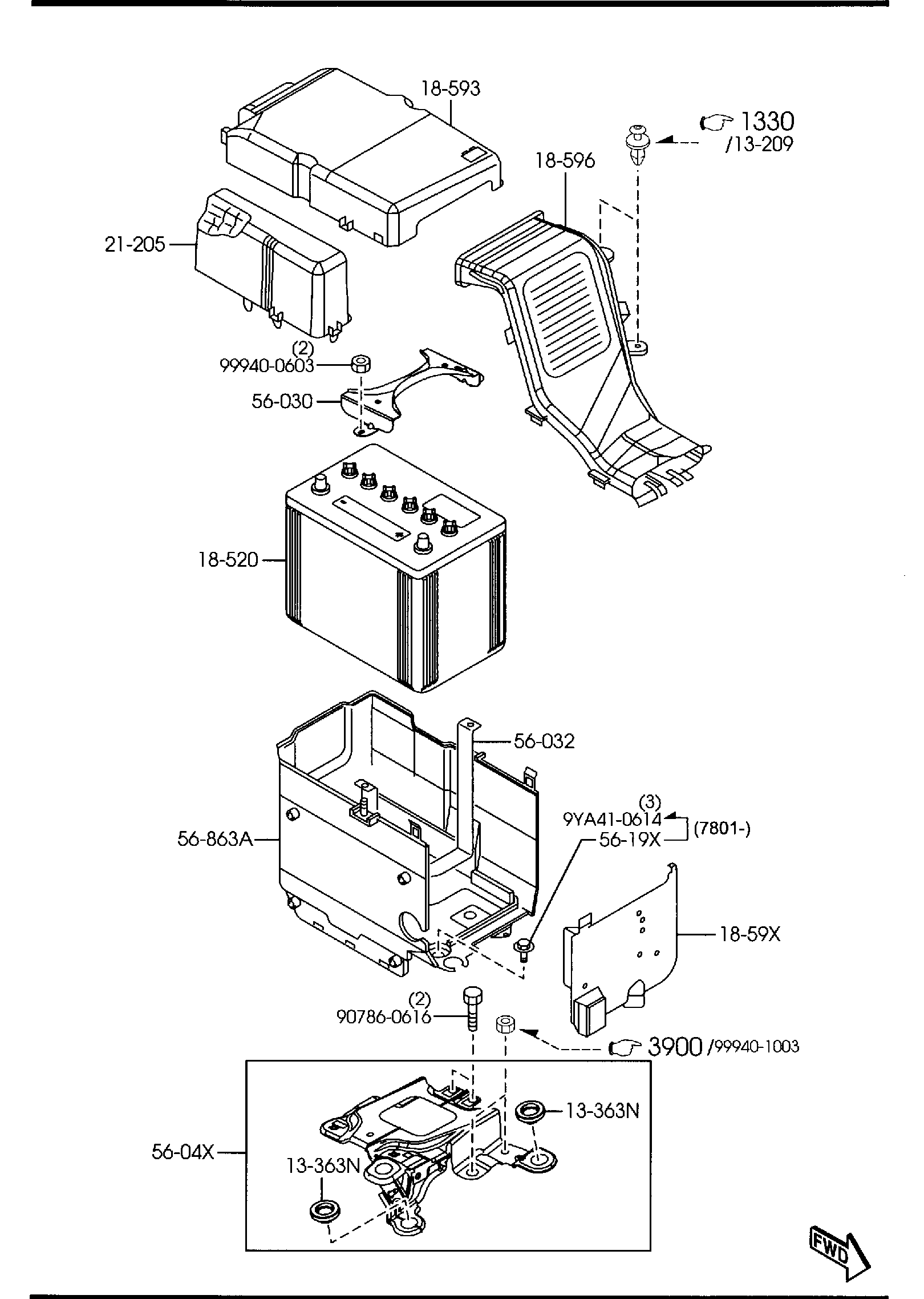 Diagram BATTERY (W/O TURBO) for your 2009 Mazda Mazda3  SEDAN SIGNATURE 