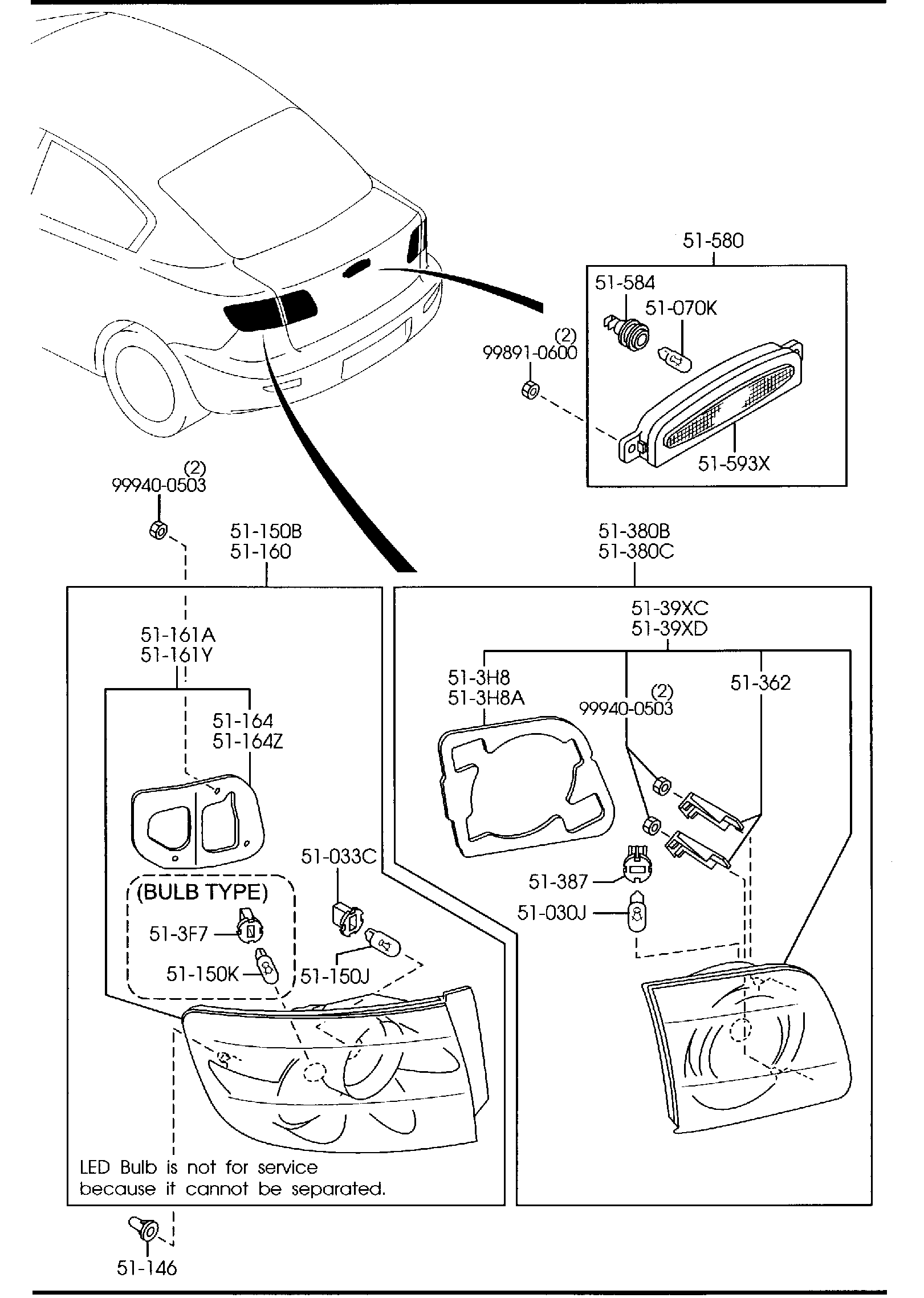 Diagram REAR COMBINATION LAMPS (4-DOOR) for your 2018 Mazda MX-5 Miata 2.0L AT RF Club 