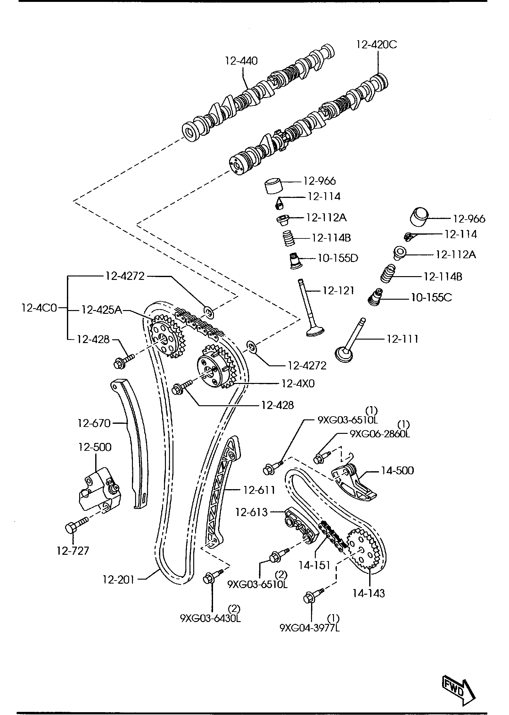 Diagram VALVE SYSTEM (2300CC)(W/O TURBO) for your 2011 Mazda Tribute  HEV GT 