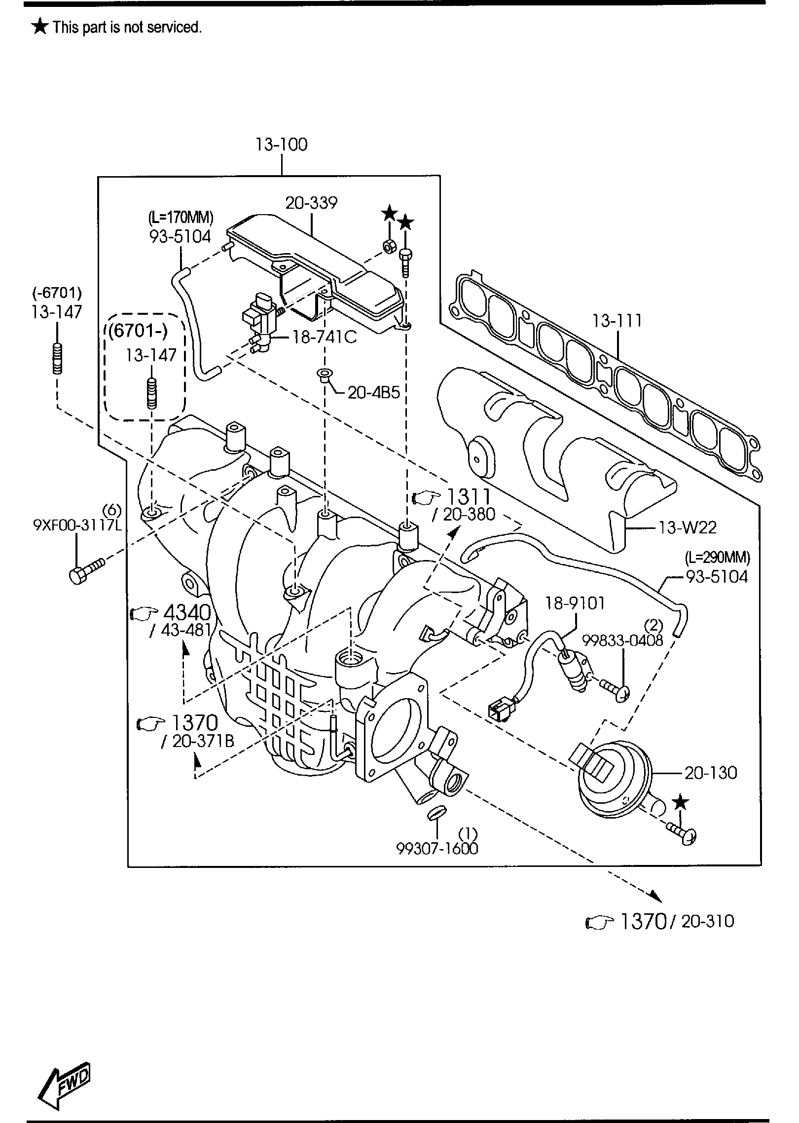 Diagram INLET MANIFOLD (2300CC)(W/TURBO) for your Mazda