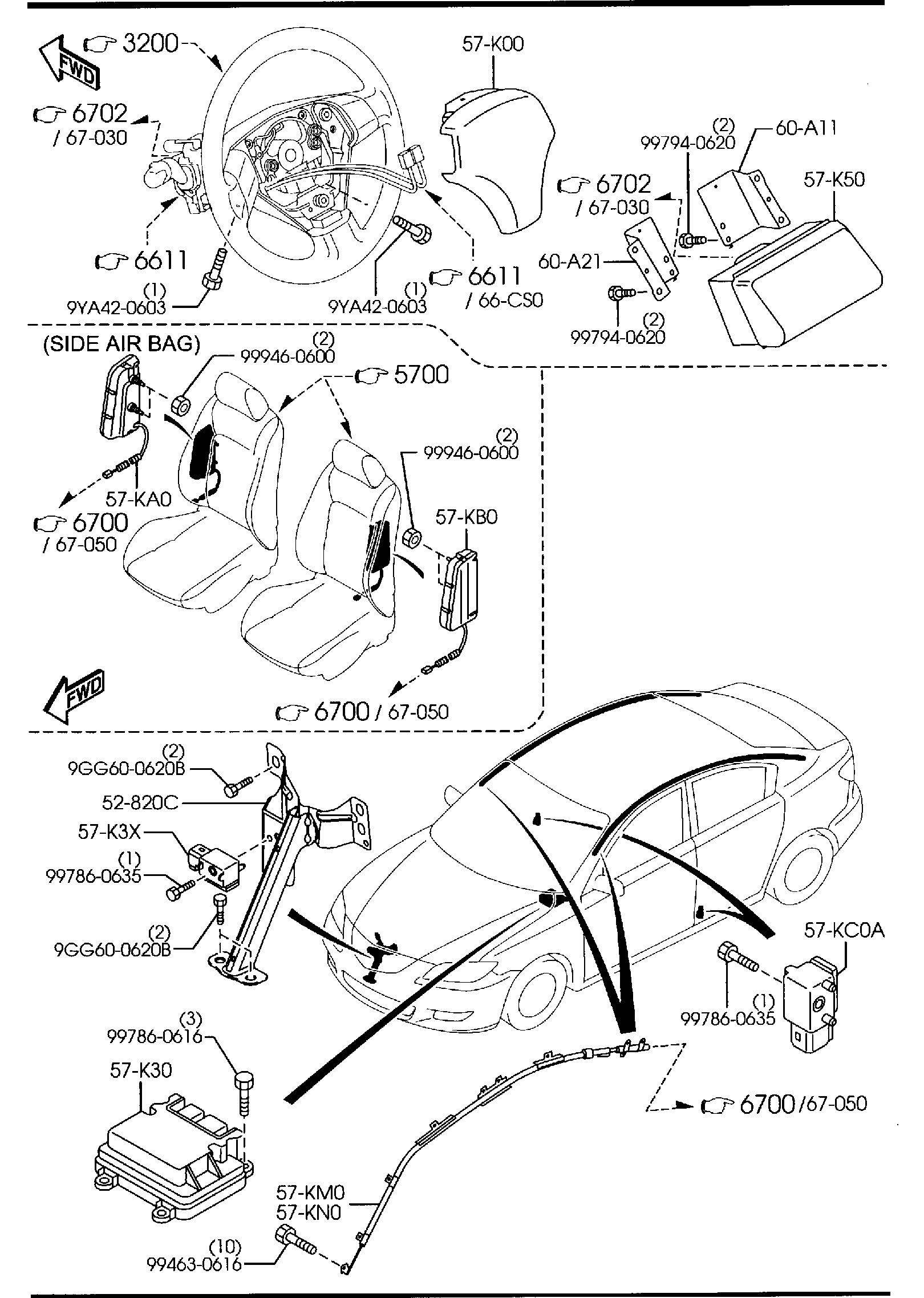 Diagram AIR BAG (4-DOOR) for your 2019 Mazda CX-3   