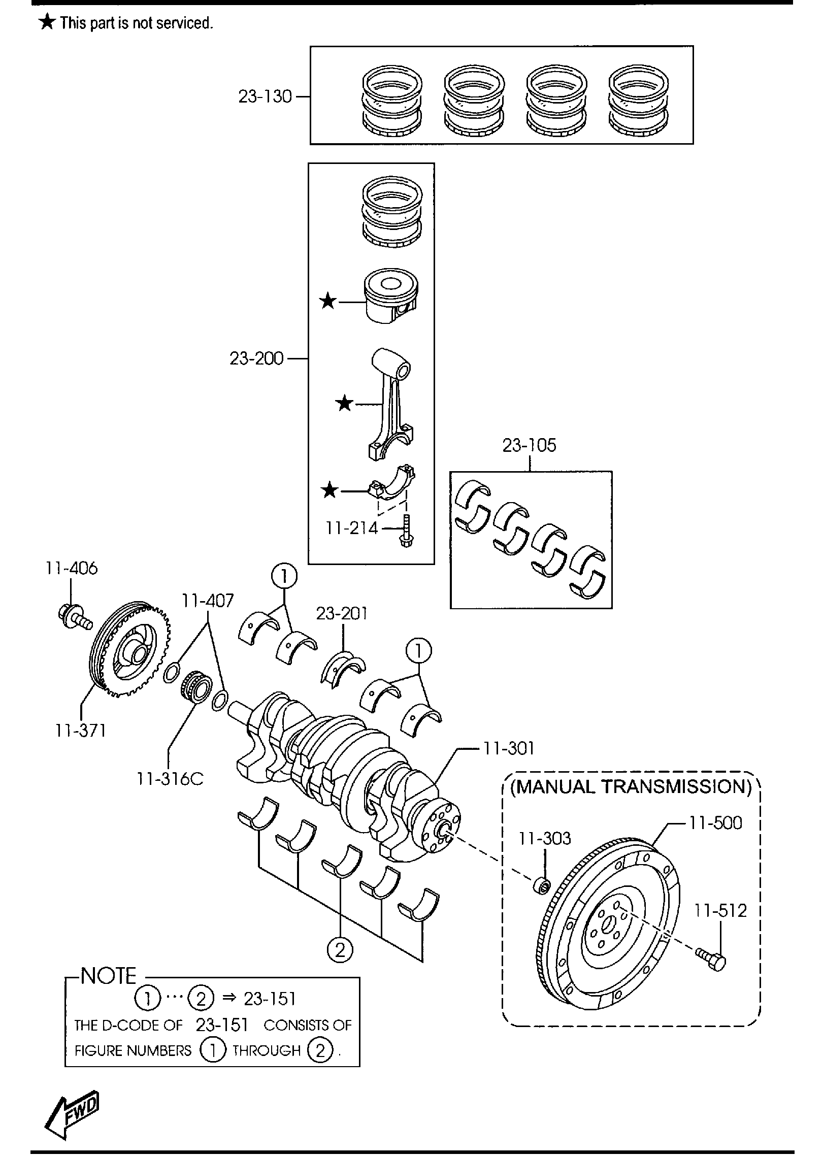 Diagram PISTON, CRANKSHAFT & FLYWHEEL (2000CC) for your 2007 Mazda Mazda3  SEDAN I 