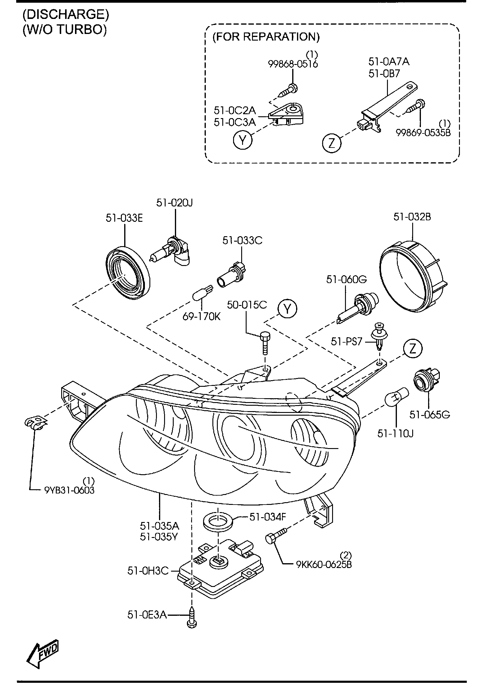 Diagram HEAD LAMPS (5-DOOR) for your Mazda