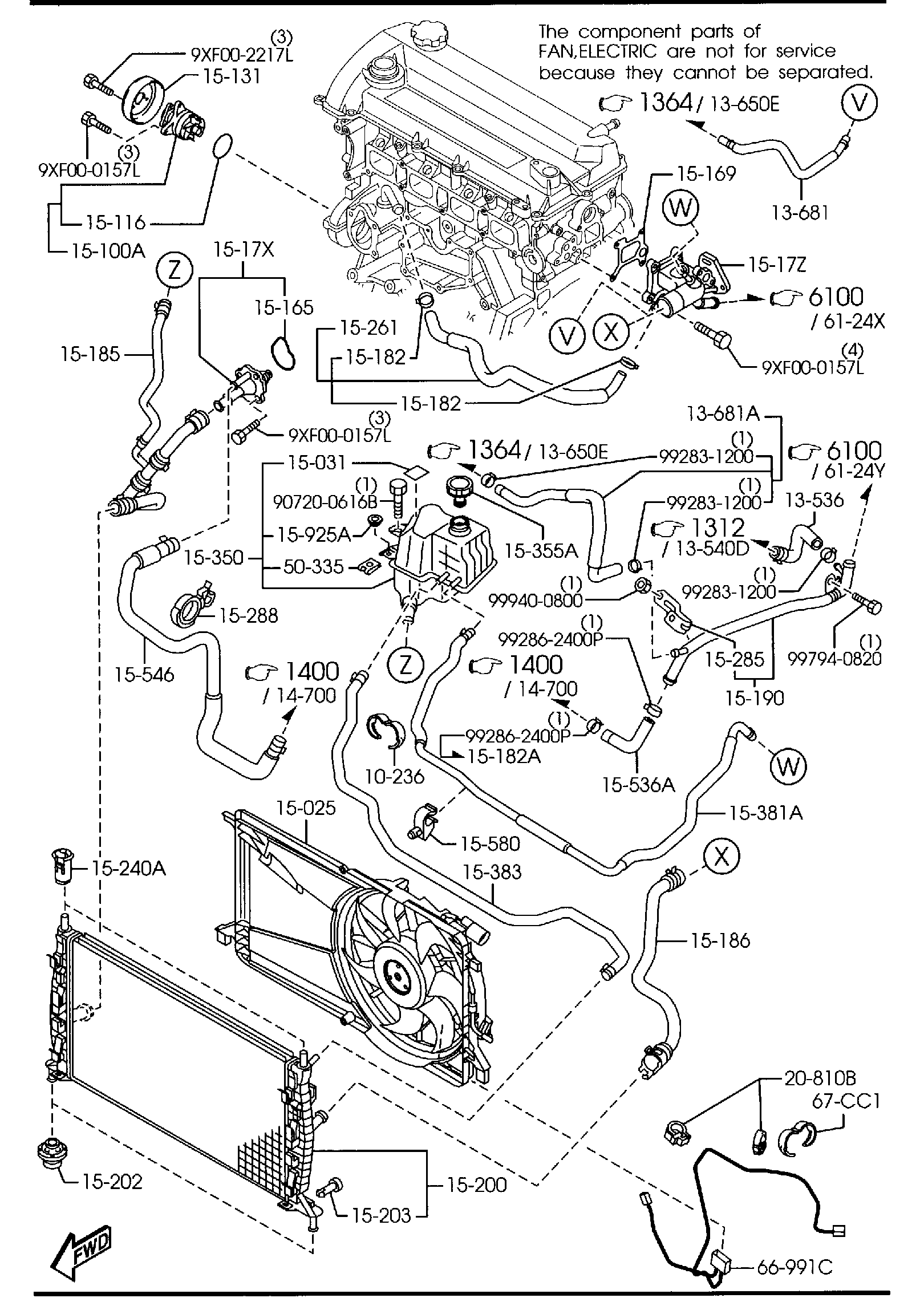 Diagram COOLING SYSTEM (W/TURBO) for your 2006 Mazda Mazda6  WAGON S 