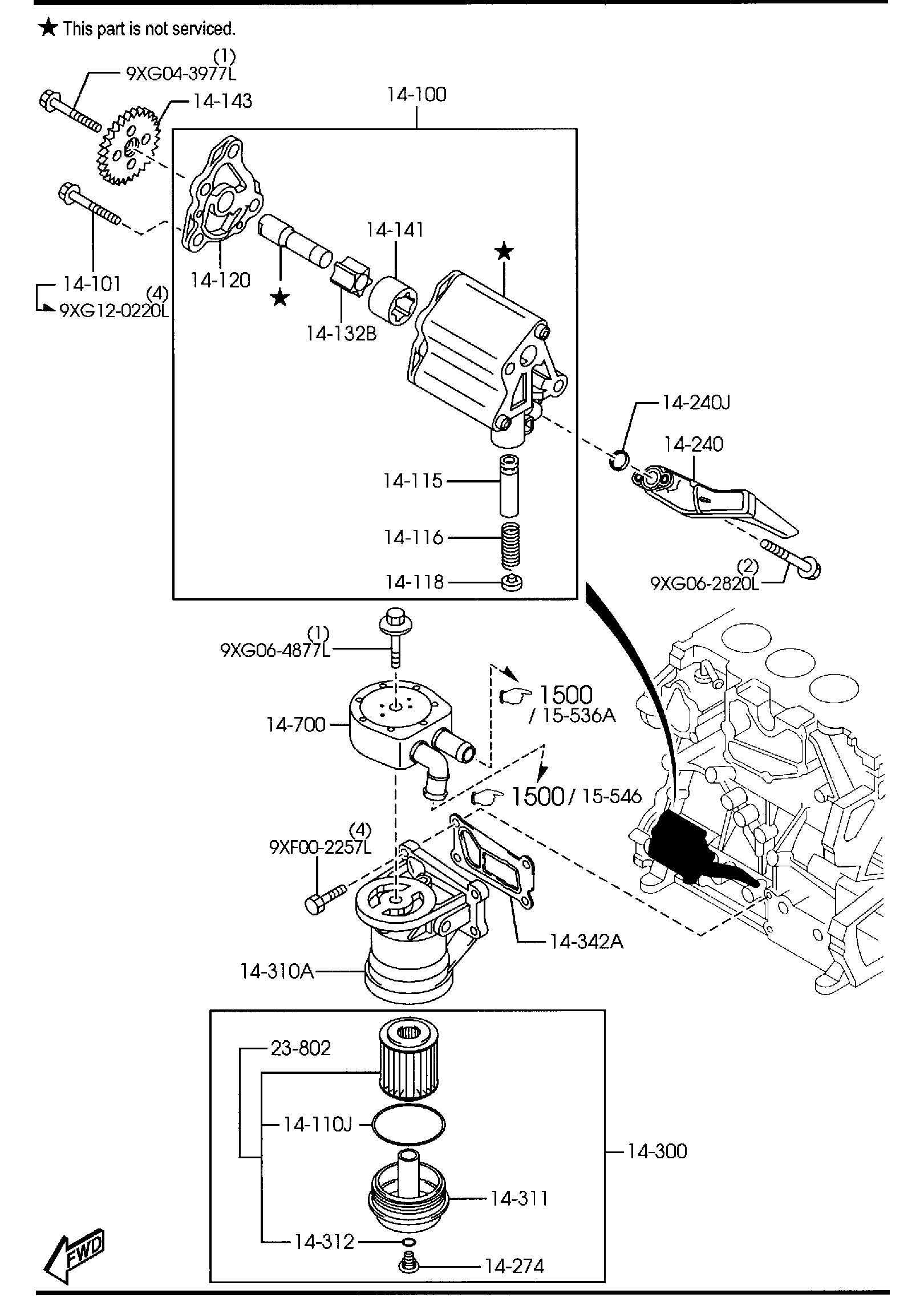 Diagram OIL PUMP & FILTER (2300CC)(W/TURBO) for your 2007 Mazda Mazda3  HATCHBACK SPEED3 