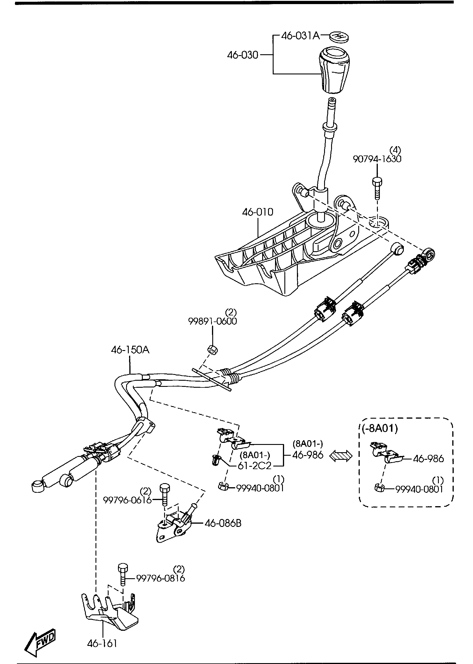Diagram CHANGE CONTROL SYSTEM (MANUAL TRANSMISSION) (W/TURBO) for your 2019 Mazda Mazda3  SEDAN SELECT (VIN Begins: 3MZ) 