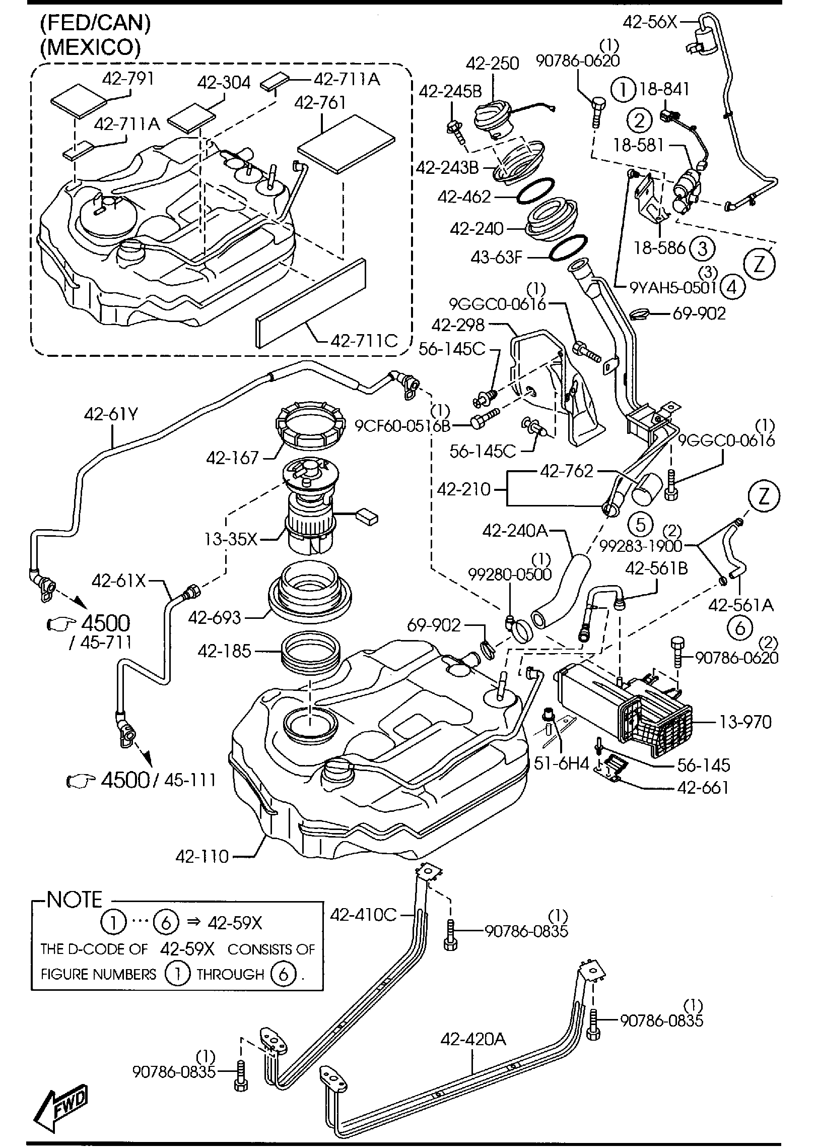 Diagram FUEL TANK (W/O TURBO) for your Mazda