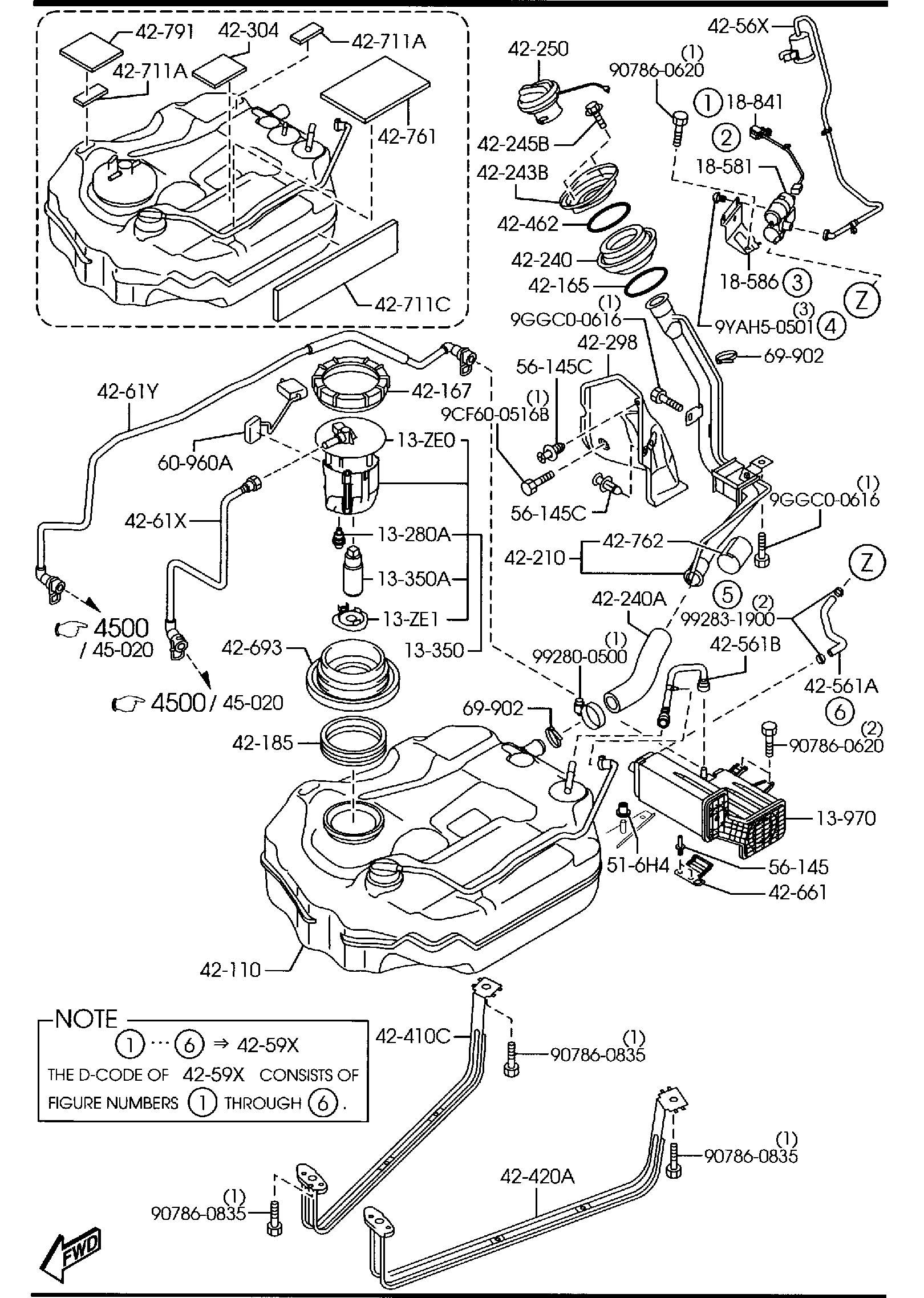 Diagram FUEL TANK (W/TURBO) for your Mazda