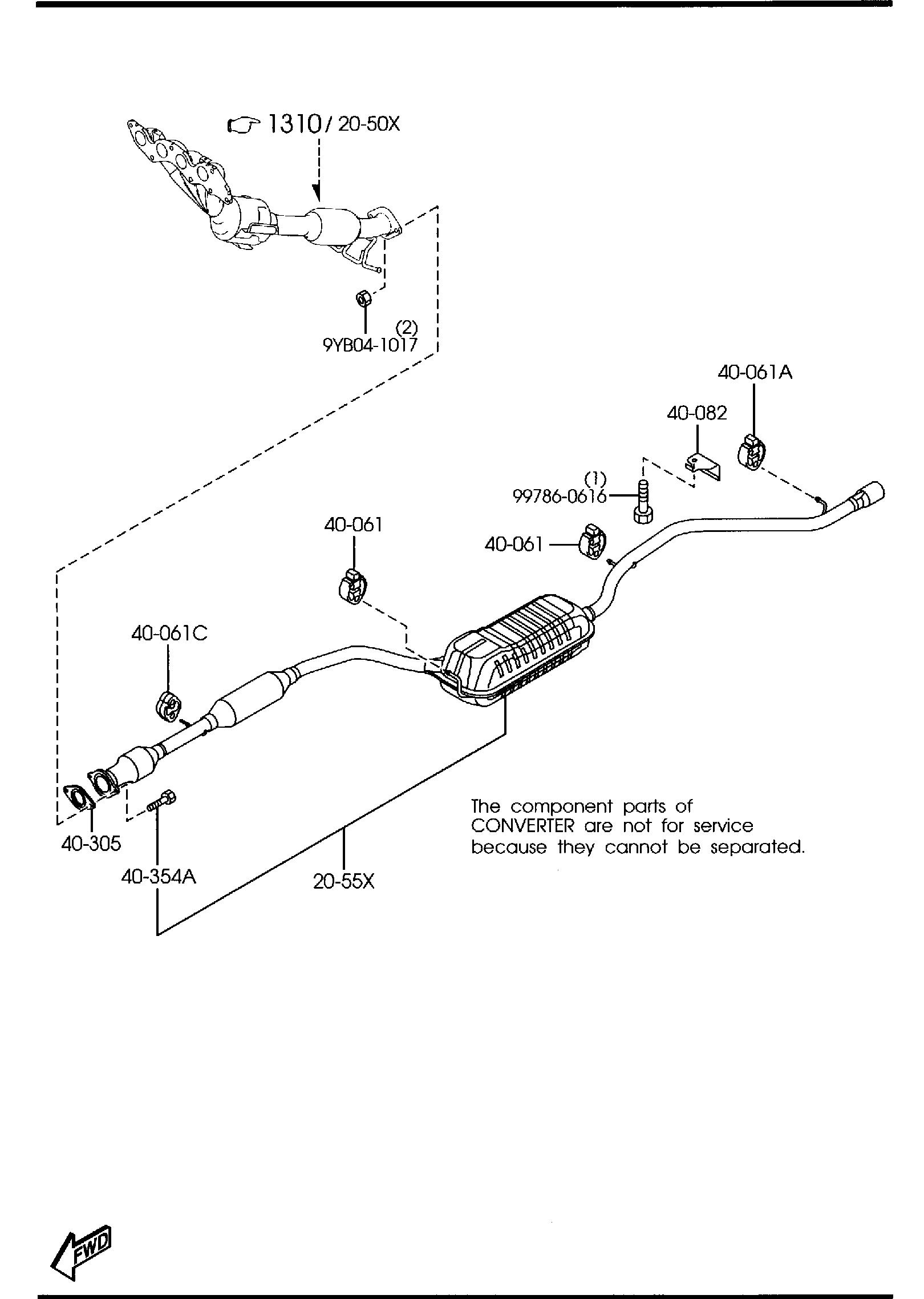 Diagram EXHAUST SYSTEM (W/O TURBO)(FEDERAL,CANADA & MEXICO) for your 2014 Mazda CX-5  Touring 