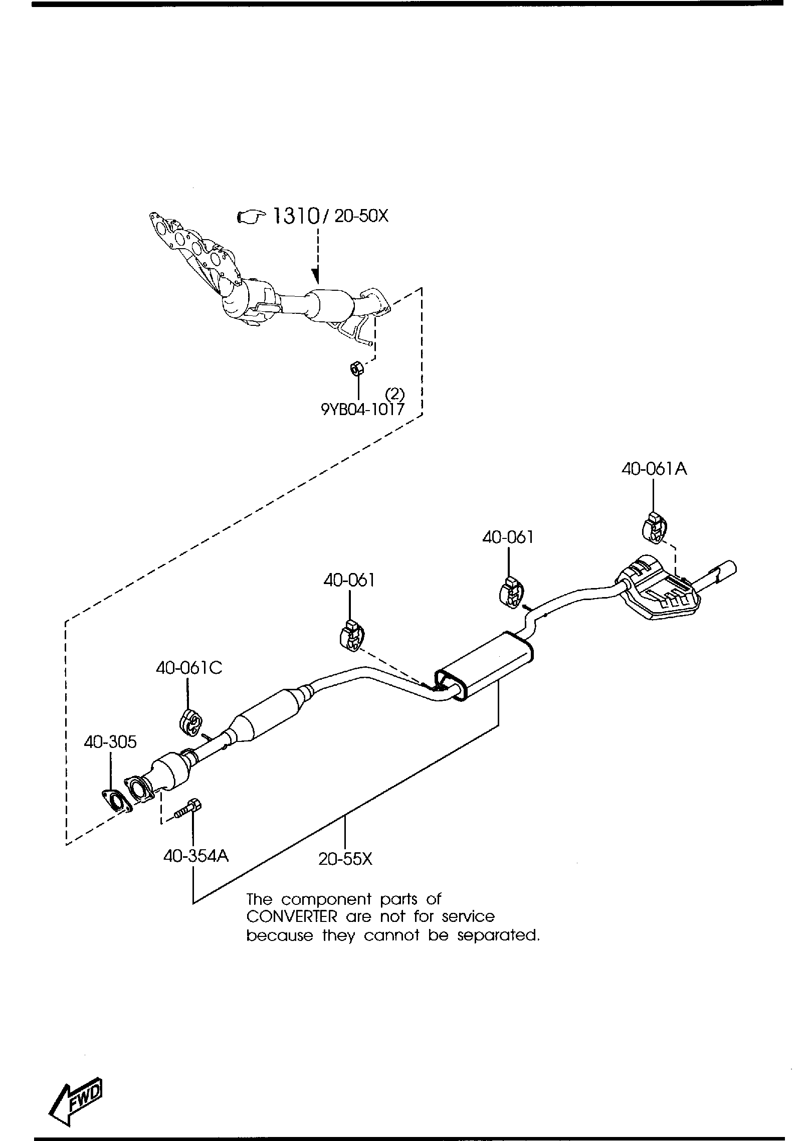 Diagram EXHAUST SYSTEM (W/O TURBO)(CALIFORNIA) for your 2014 Mazda CX-5  Touring 